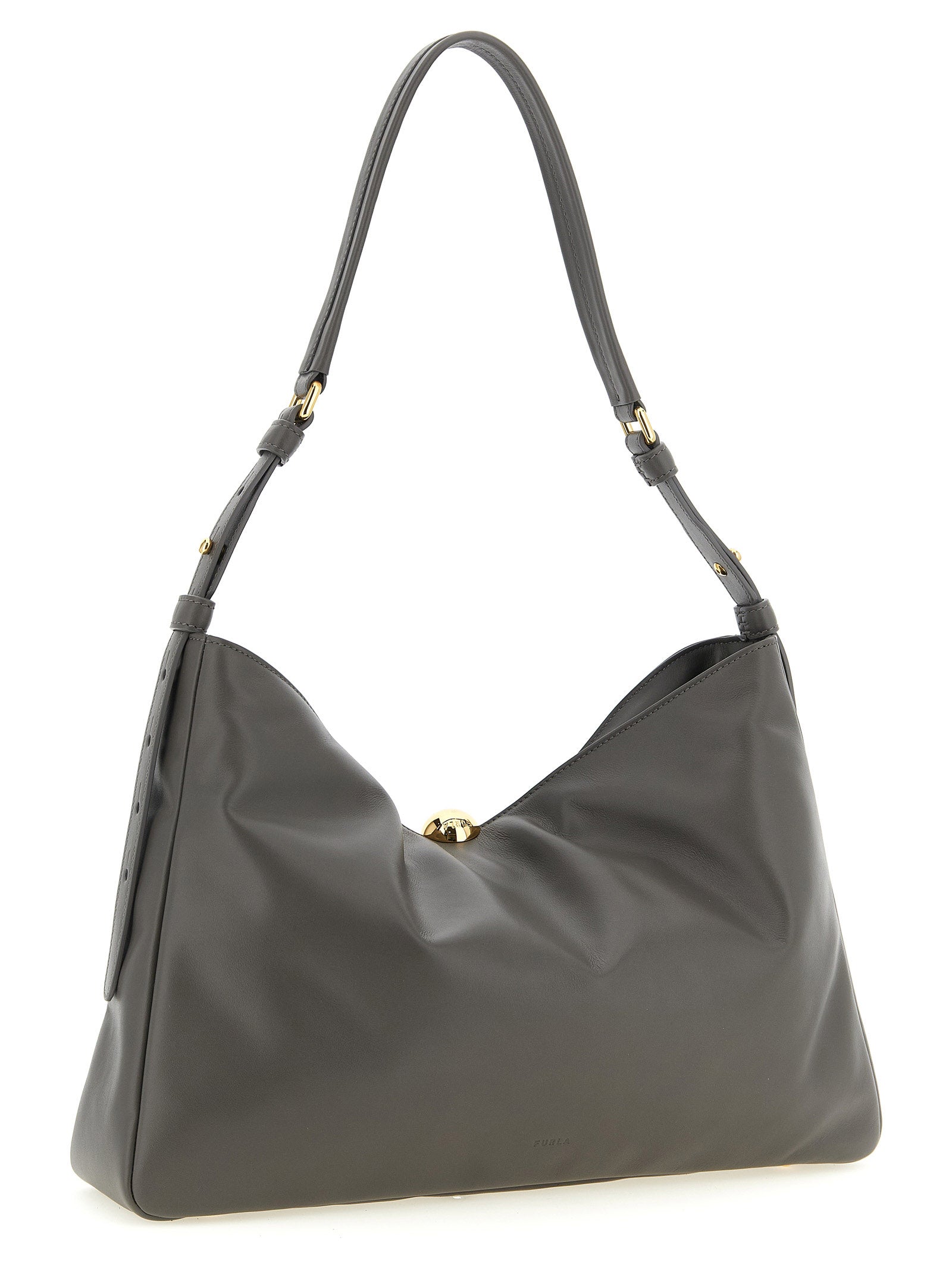 Sac à bandoulière Furla en cuir de veau gris