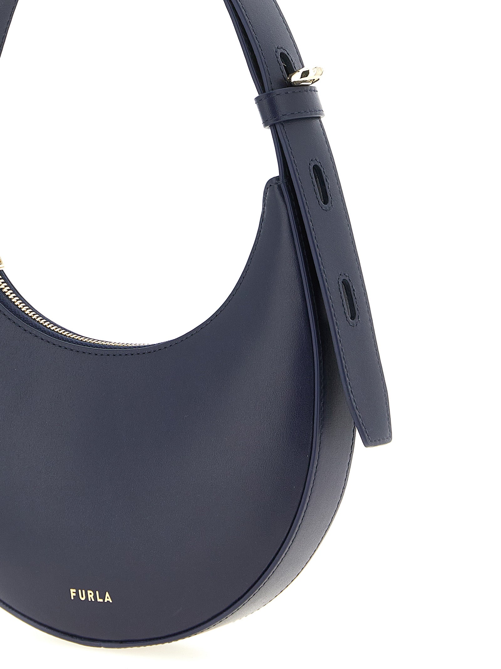 Furla schoudertas van blauw kalfsleer