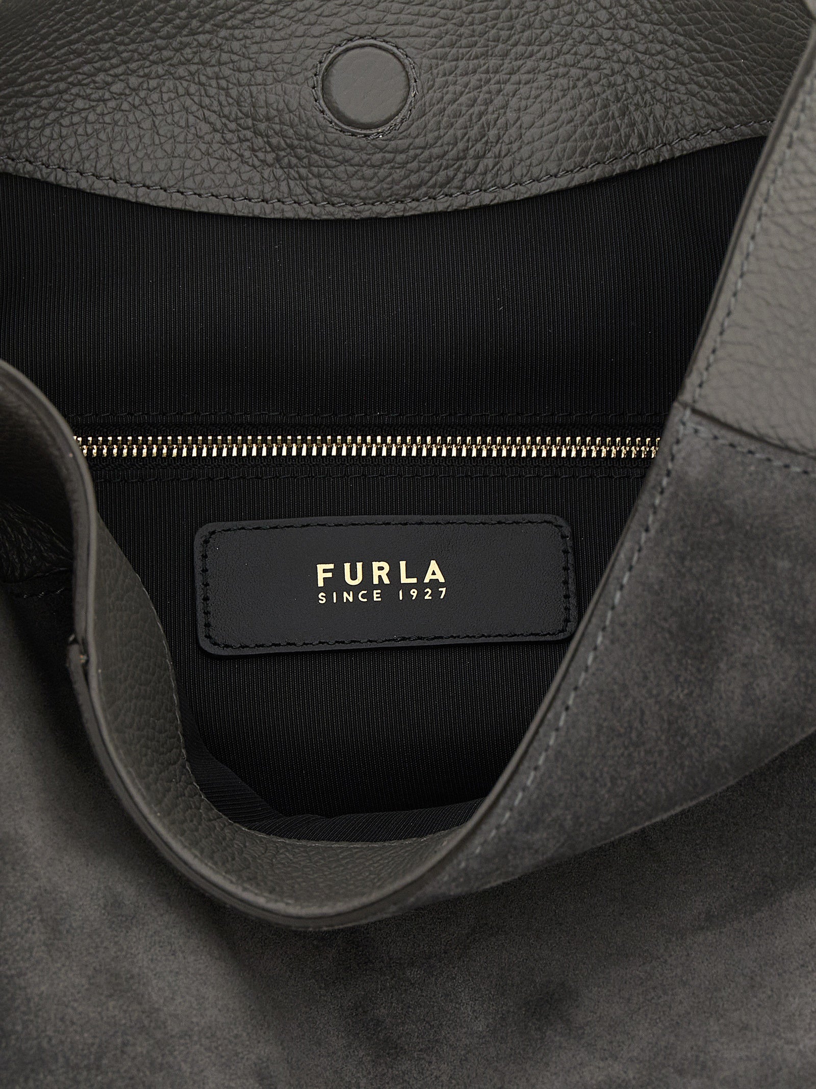 Grijze schoudertas van kalfsleer van Furla