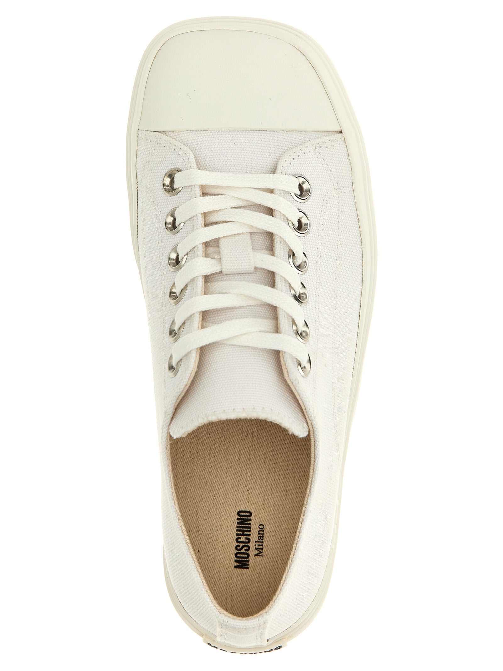 Moschino Witte Katoenen Lage Sneakers