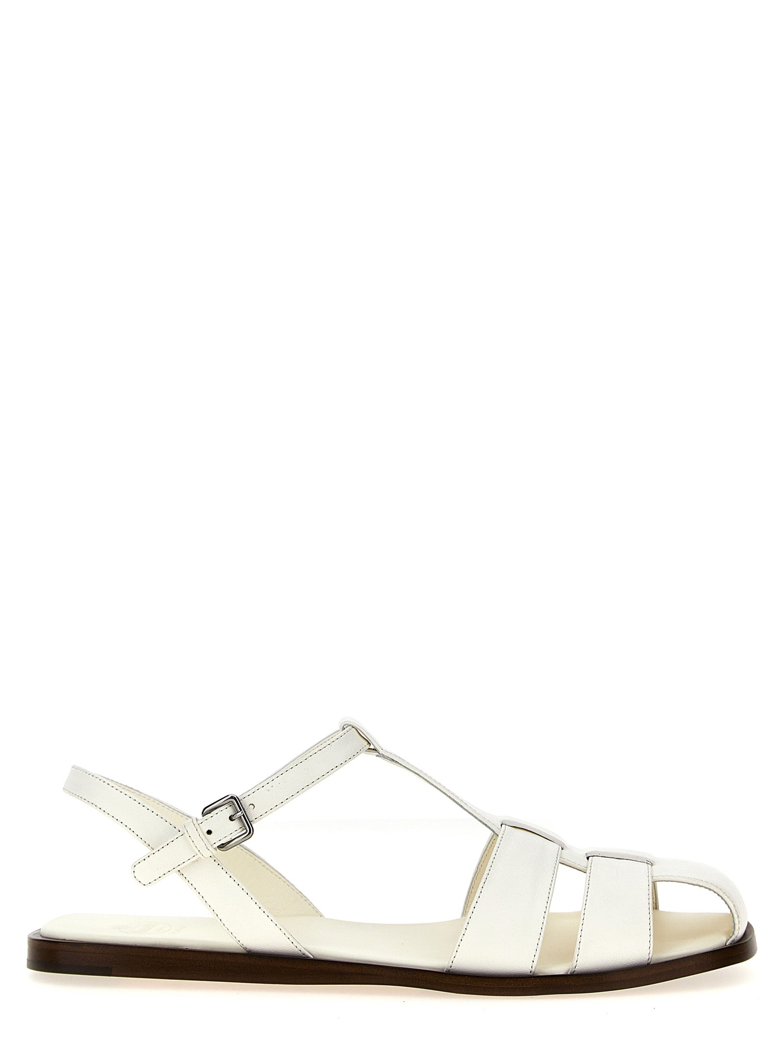 Church's Witte Leren Platte Sandalen 'Lamb'