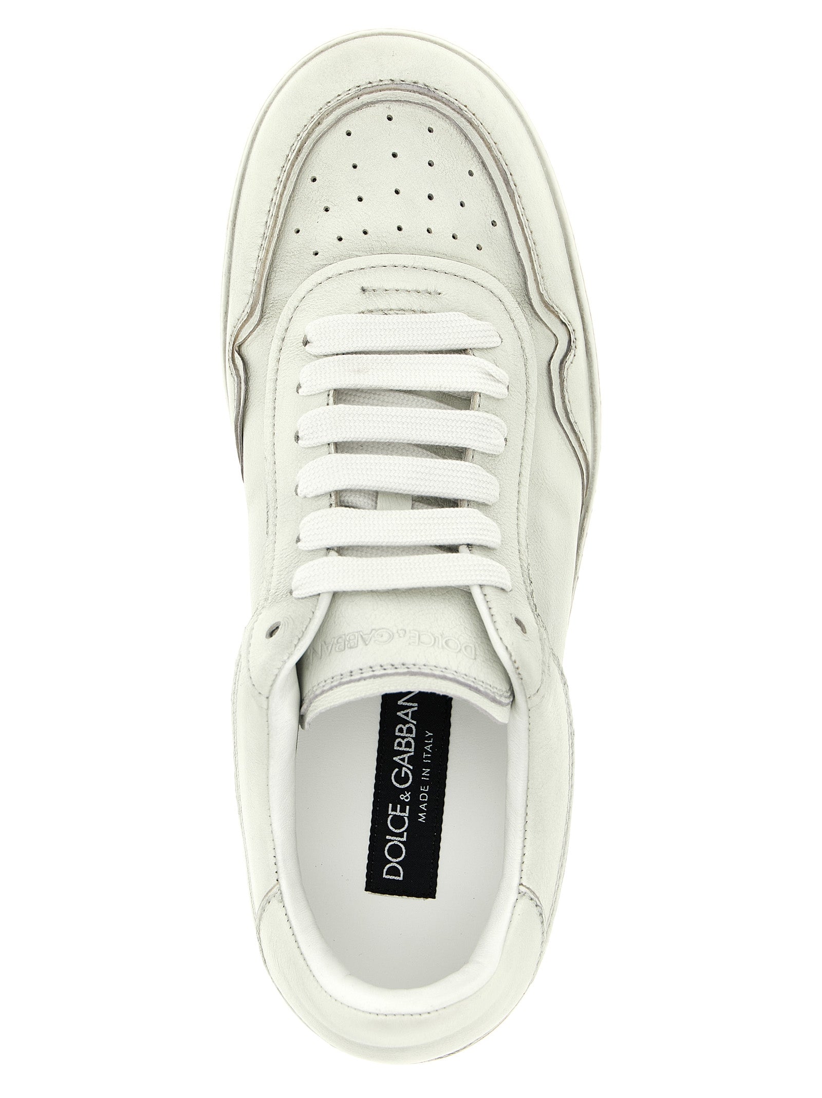 Dolce & Gabbana White Lambskin Low-Top Sneakers