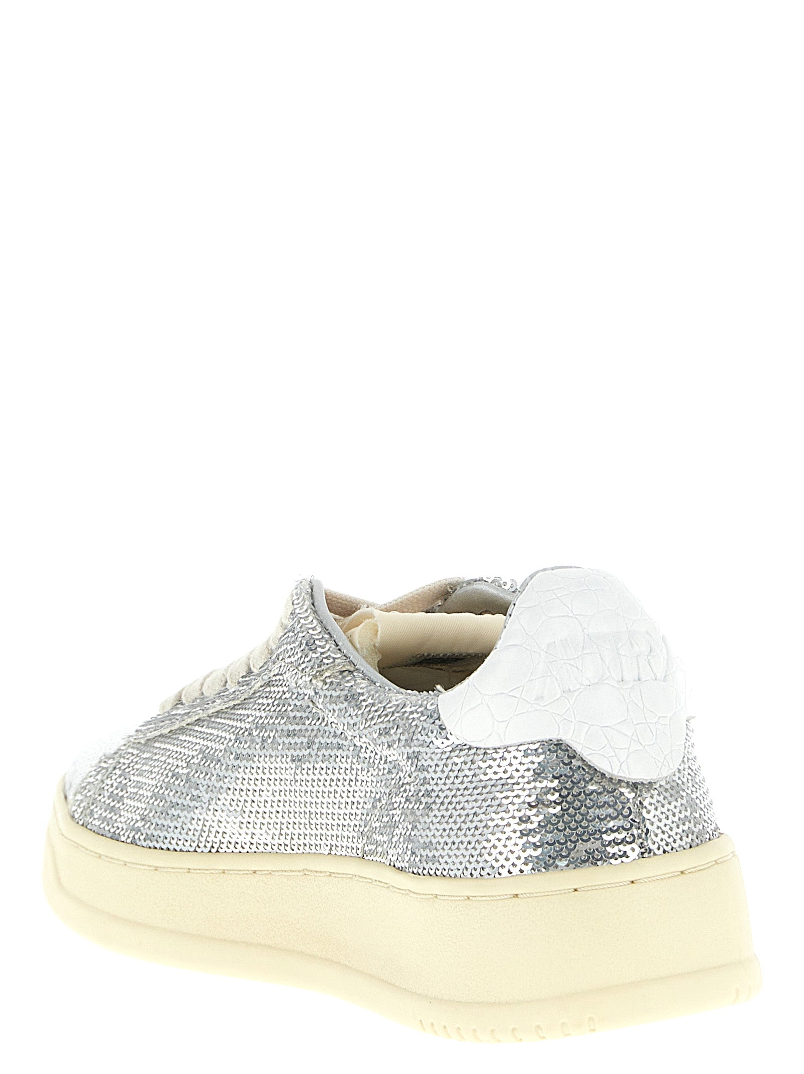 Autry Silver Polyester Lage Sneakers