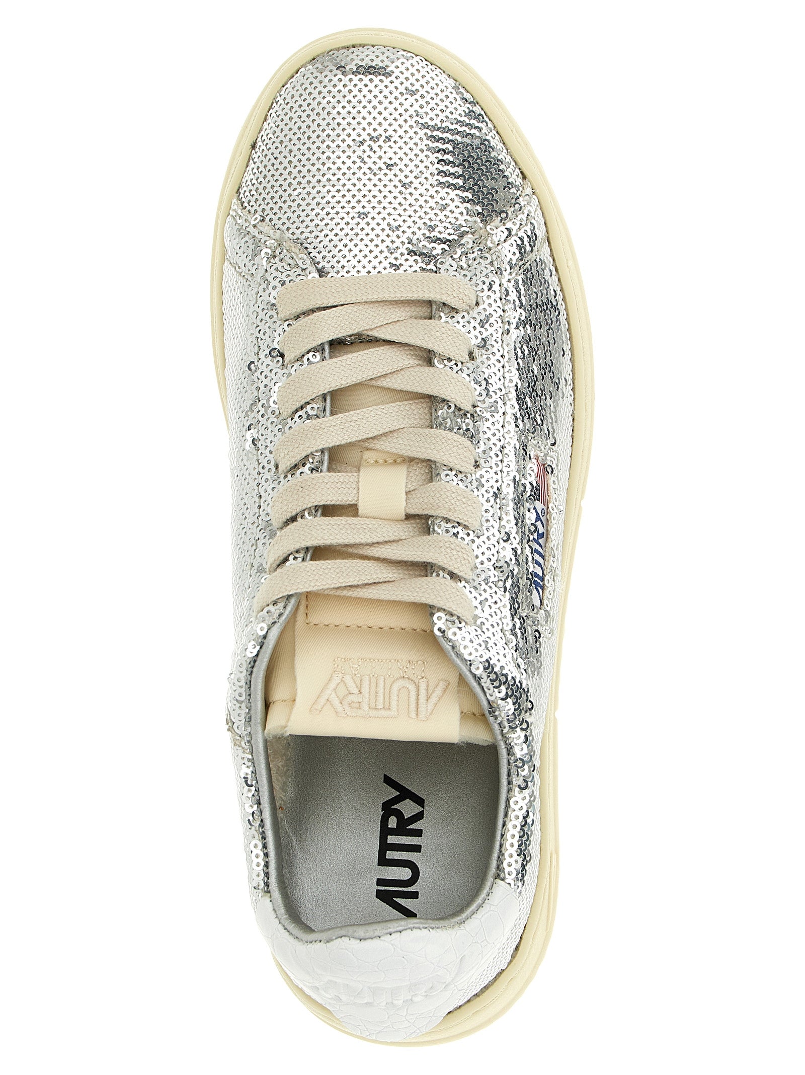 Autry Silver Polyester Lage Sneakers