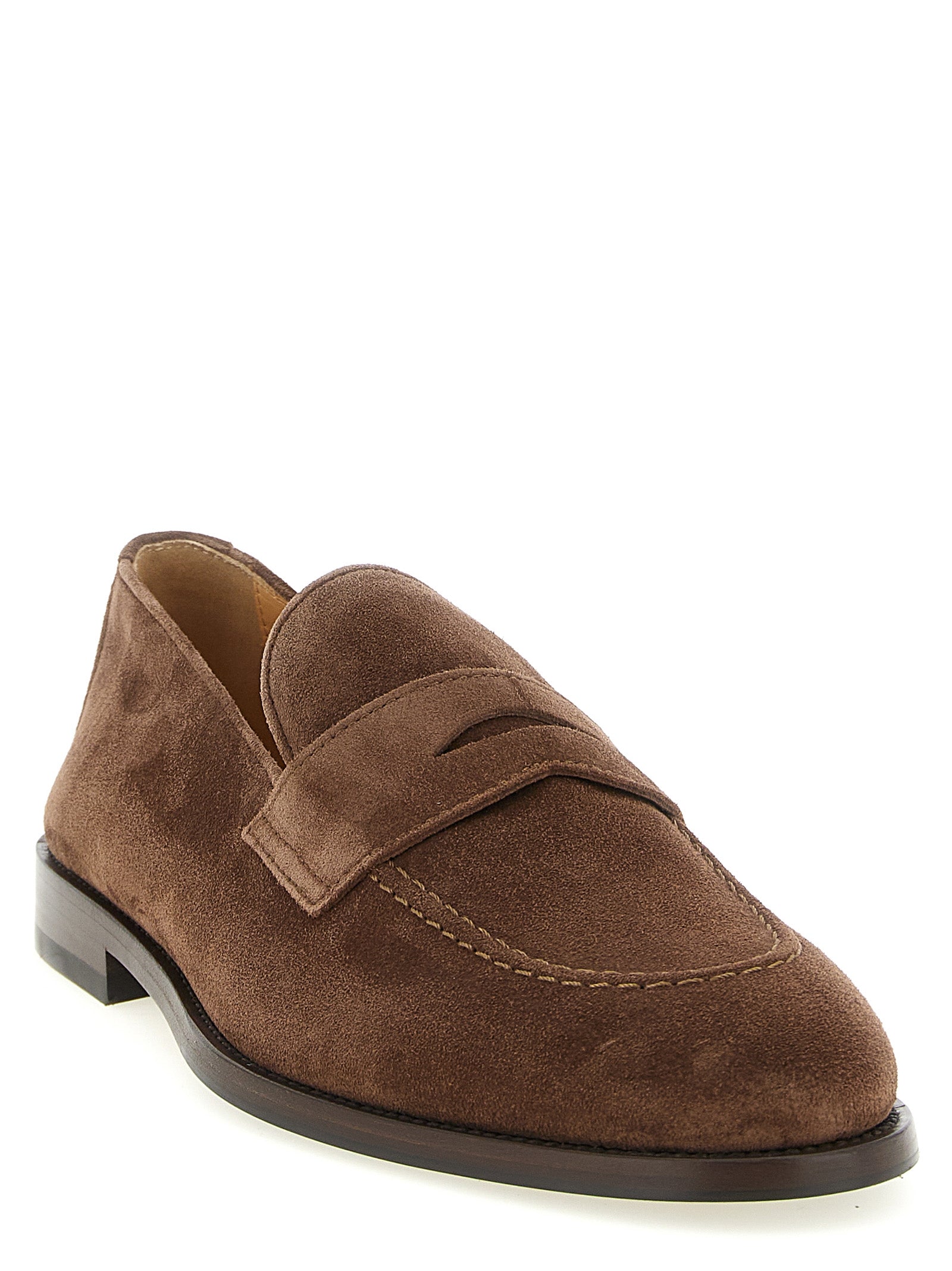 Brunello Cucinelli Bruine Kalfsleren Instapschoenen