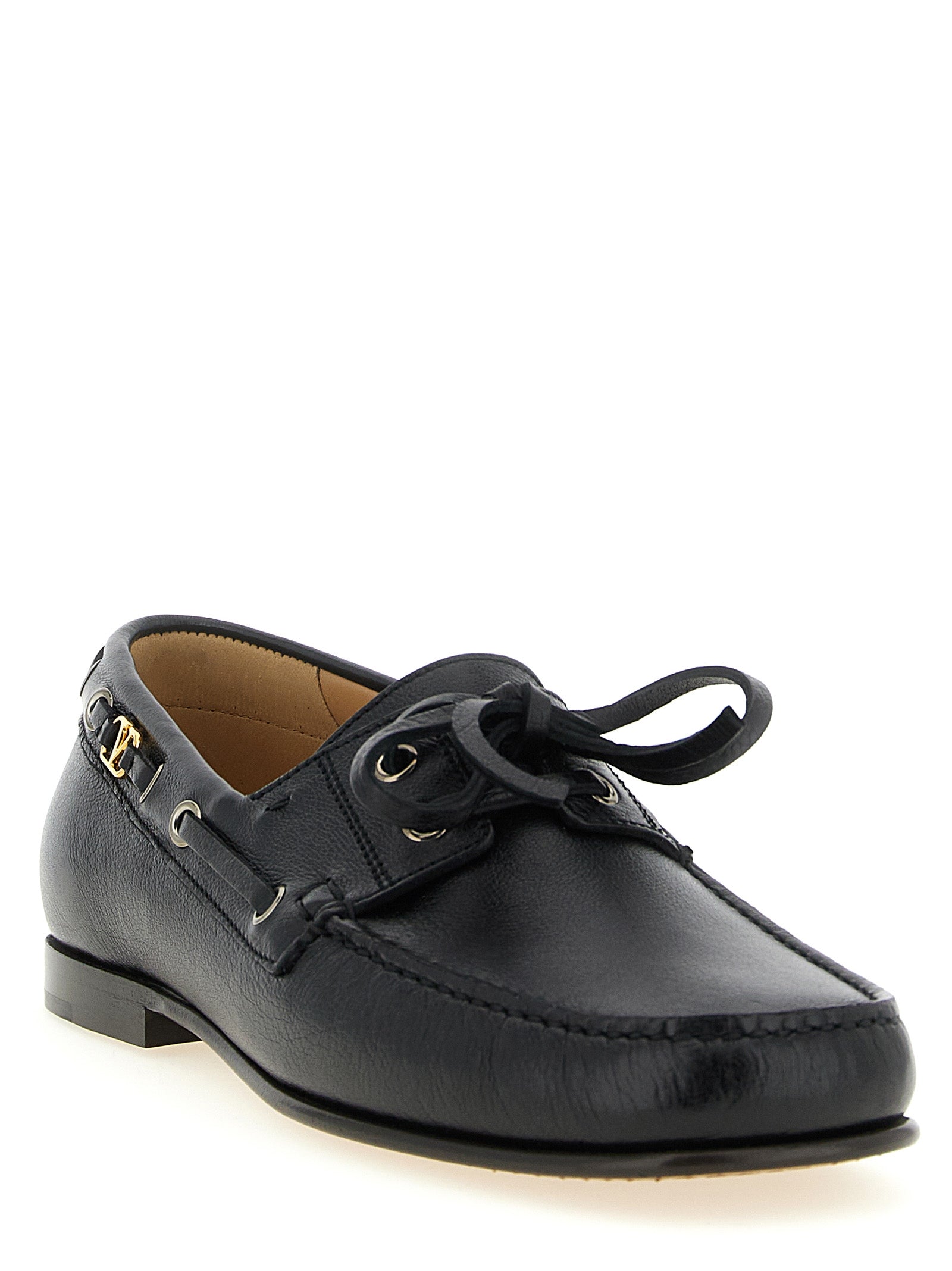 Valentino Garavani Zwarte slip-on loafers van buffelleer