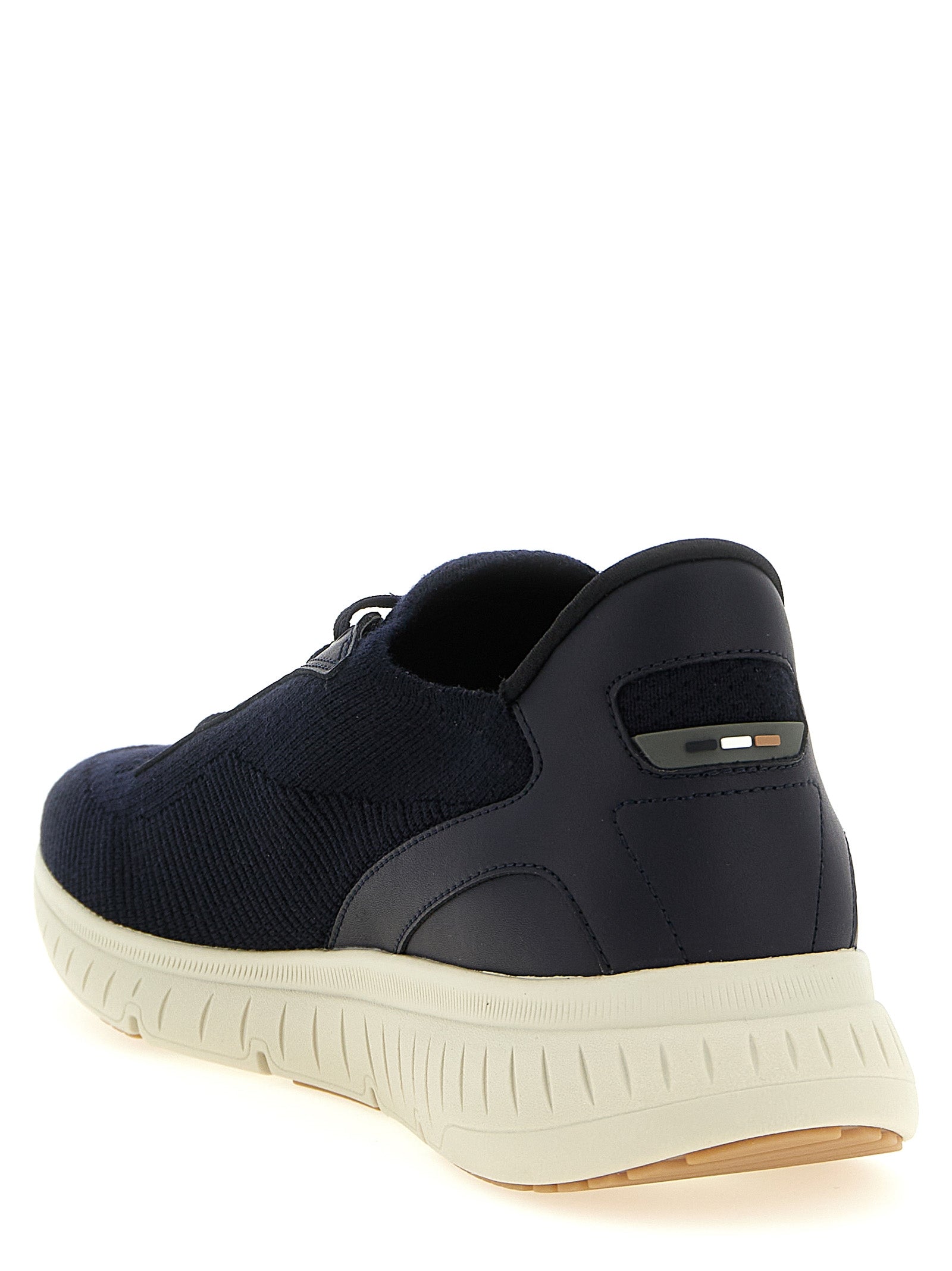 Baskets athlétiques en cuir de vachette bleu Hugo Boss