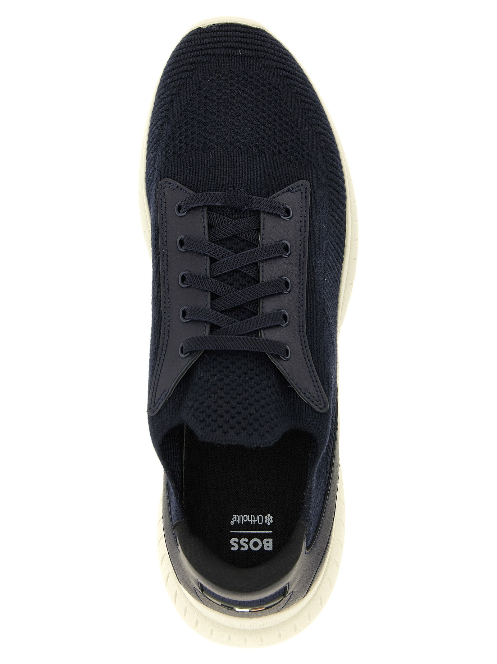 Baskets athlétiques en cuir de vachette bleu Hugo Boss