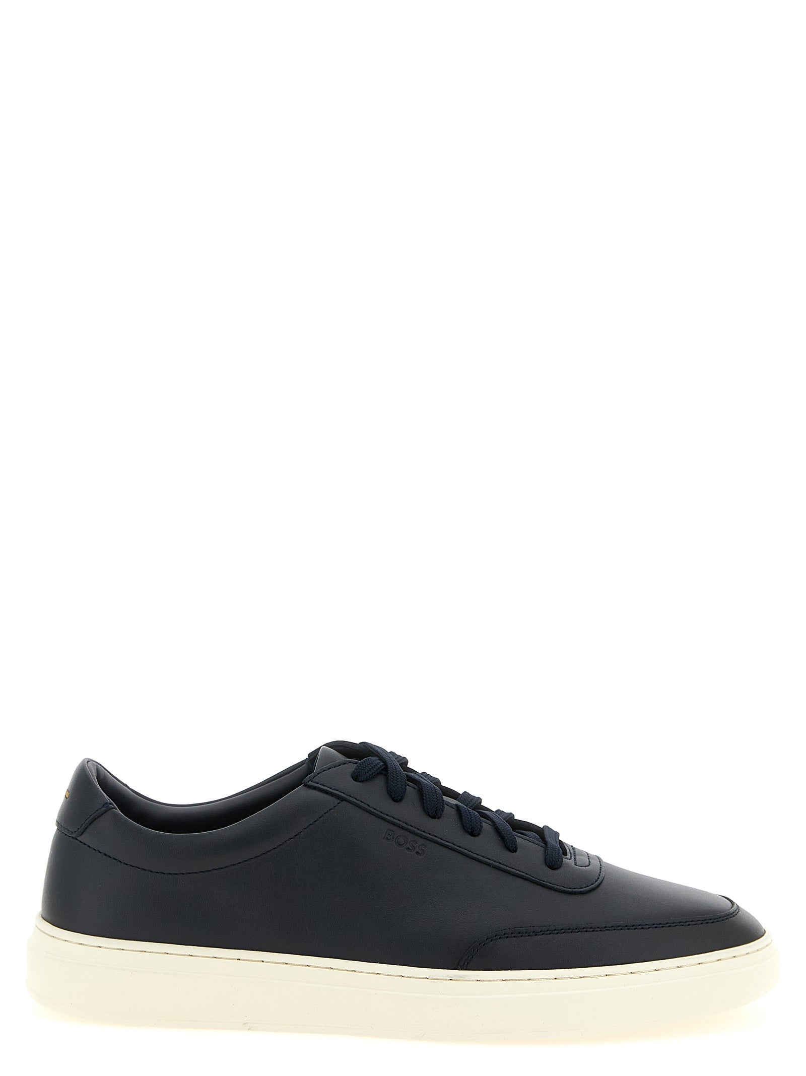 Lage sneakers van Hugo Boss van blauw rundleer