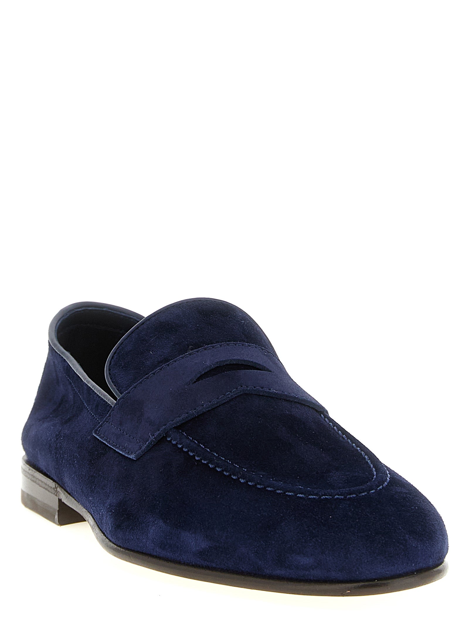Brunello Cucinelli Blauwe Kalfsleren Slip-On Loafers