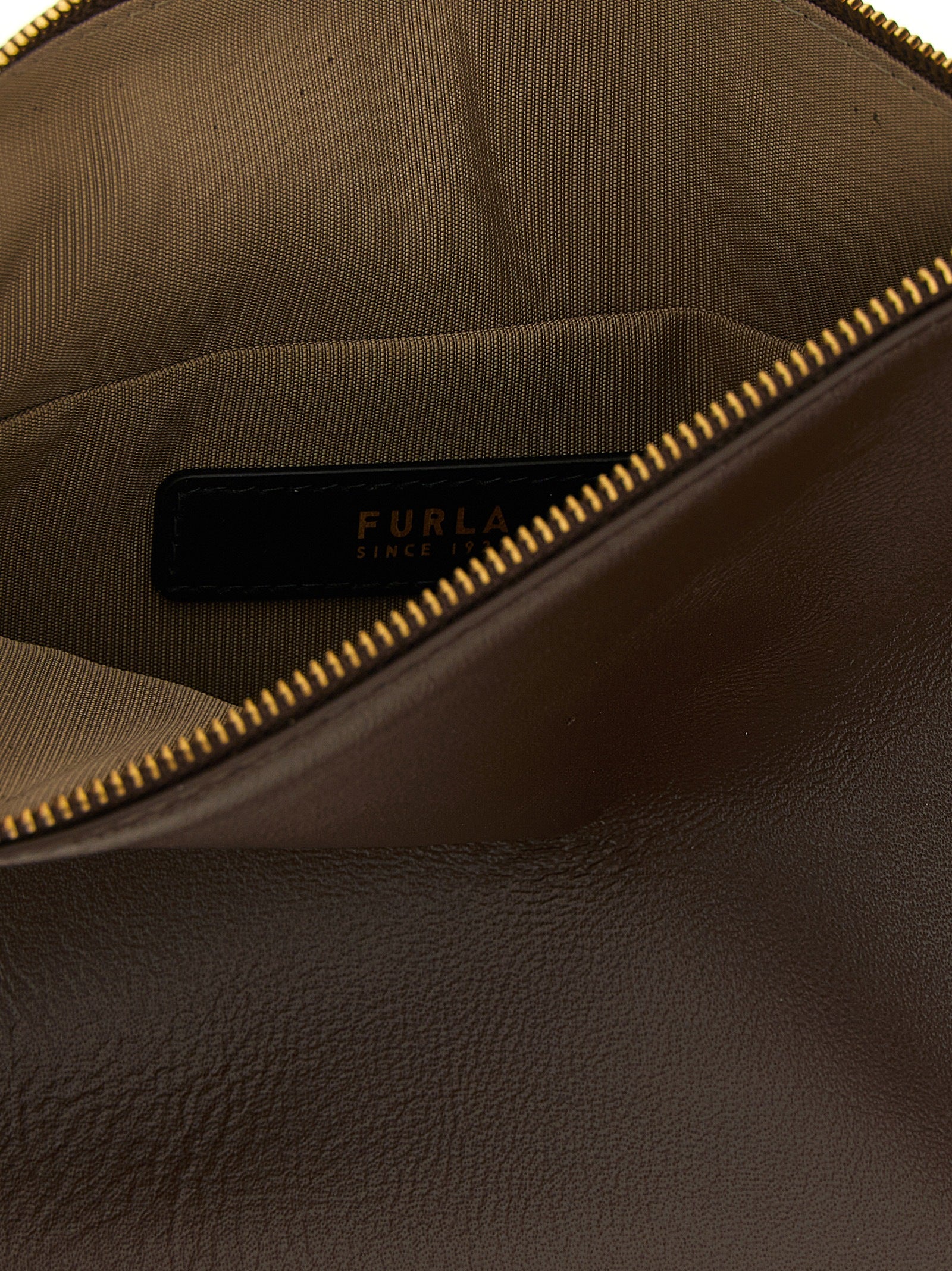 Furla Schouderhandtas van bruin lamsleer