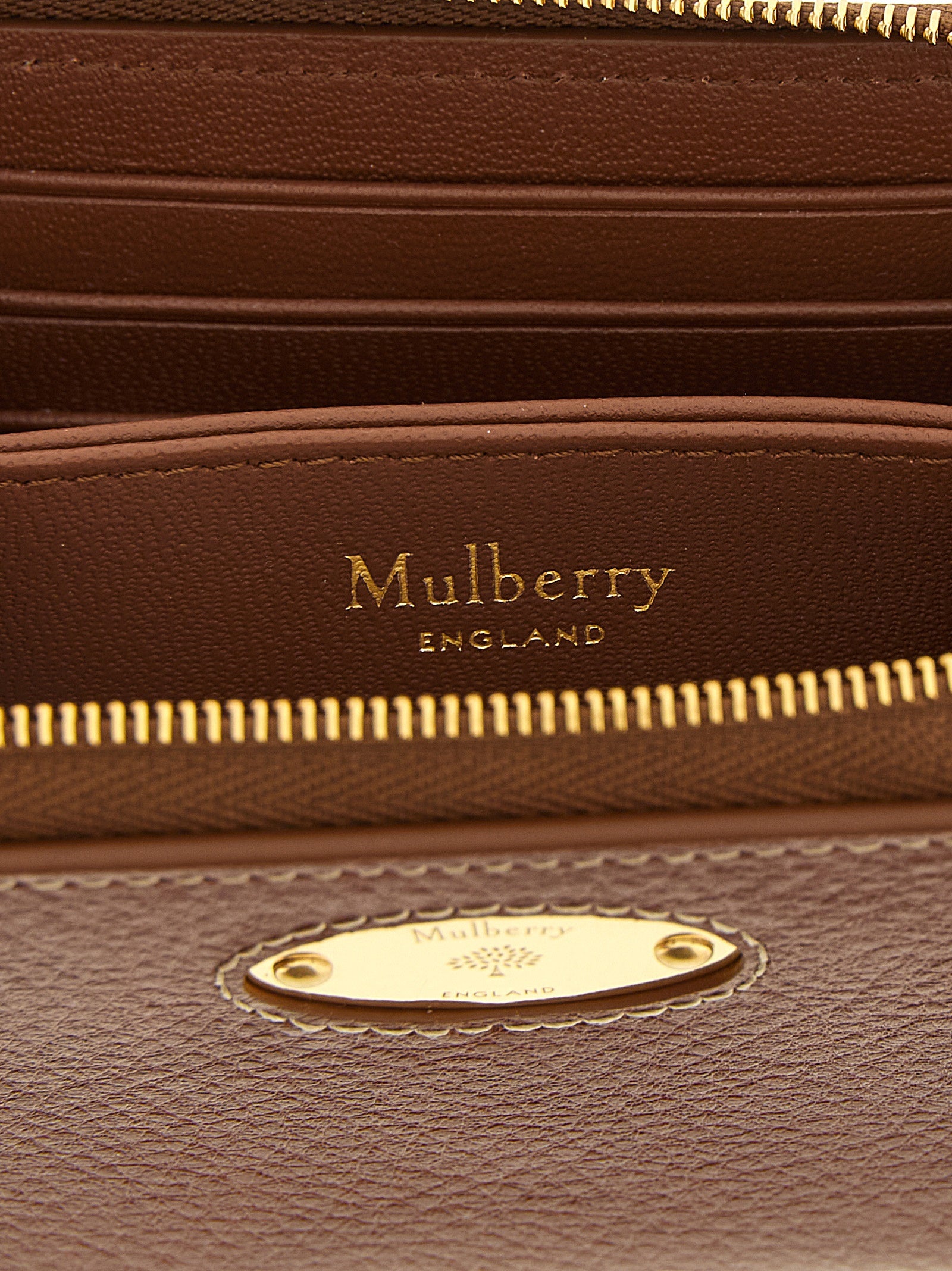 Porte-cartes en cuir de bovin marron mûre