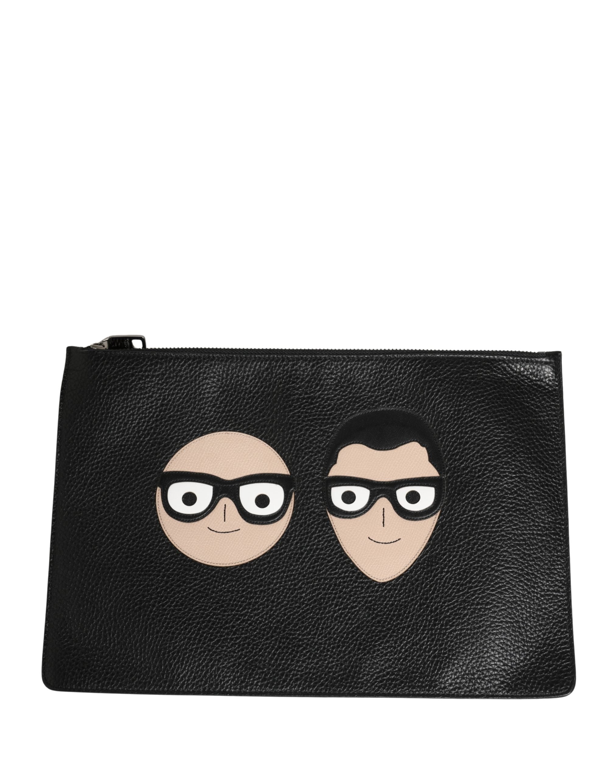 Dolce & Gabbana Black #DGFamily Embellished Leather Clutch Bag
