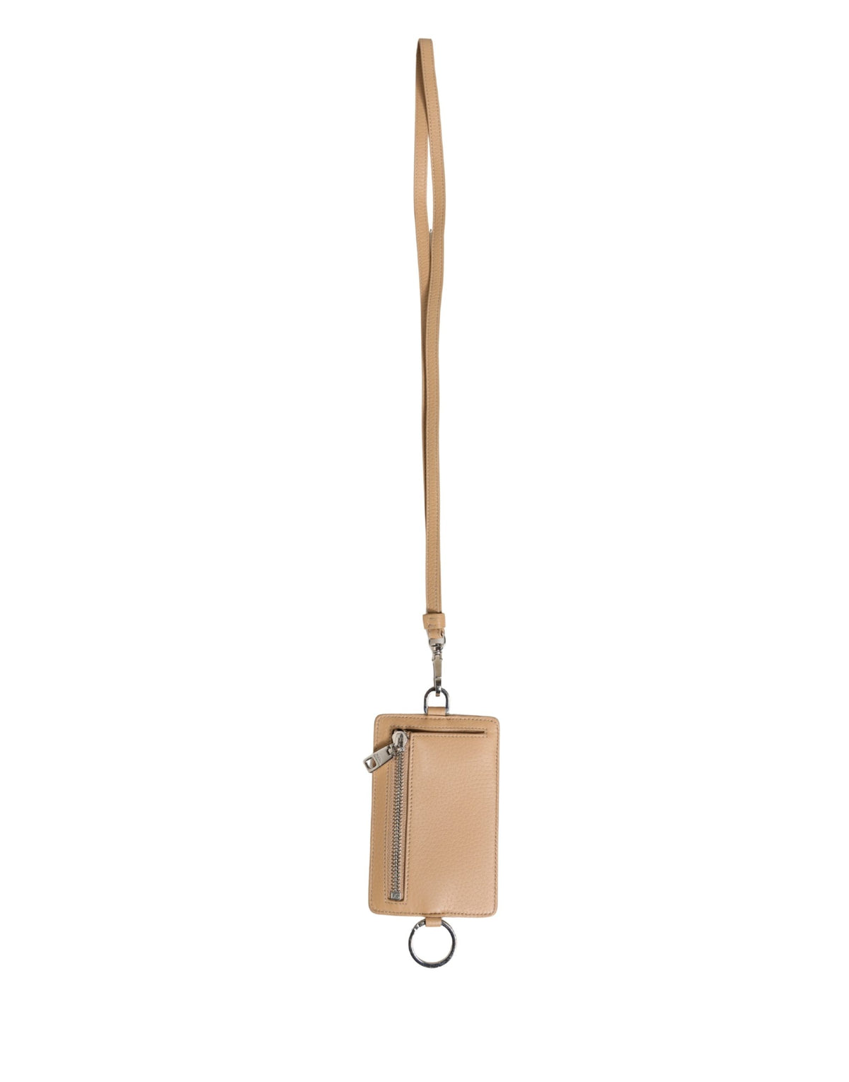 Dolce & Gabbana Beige Leren Portefeuille met Logo in Reliëf en Nekkoord