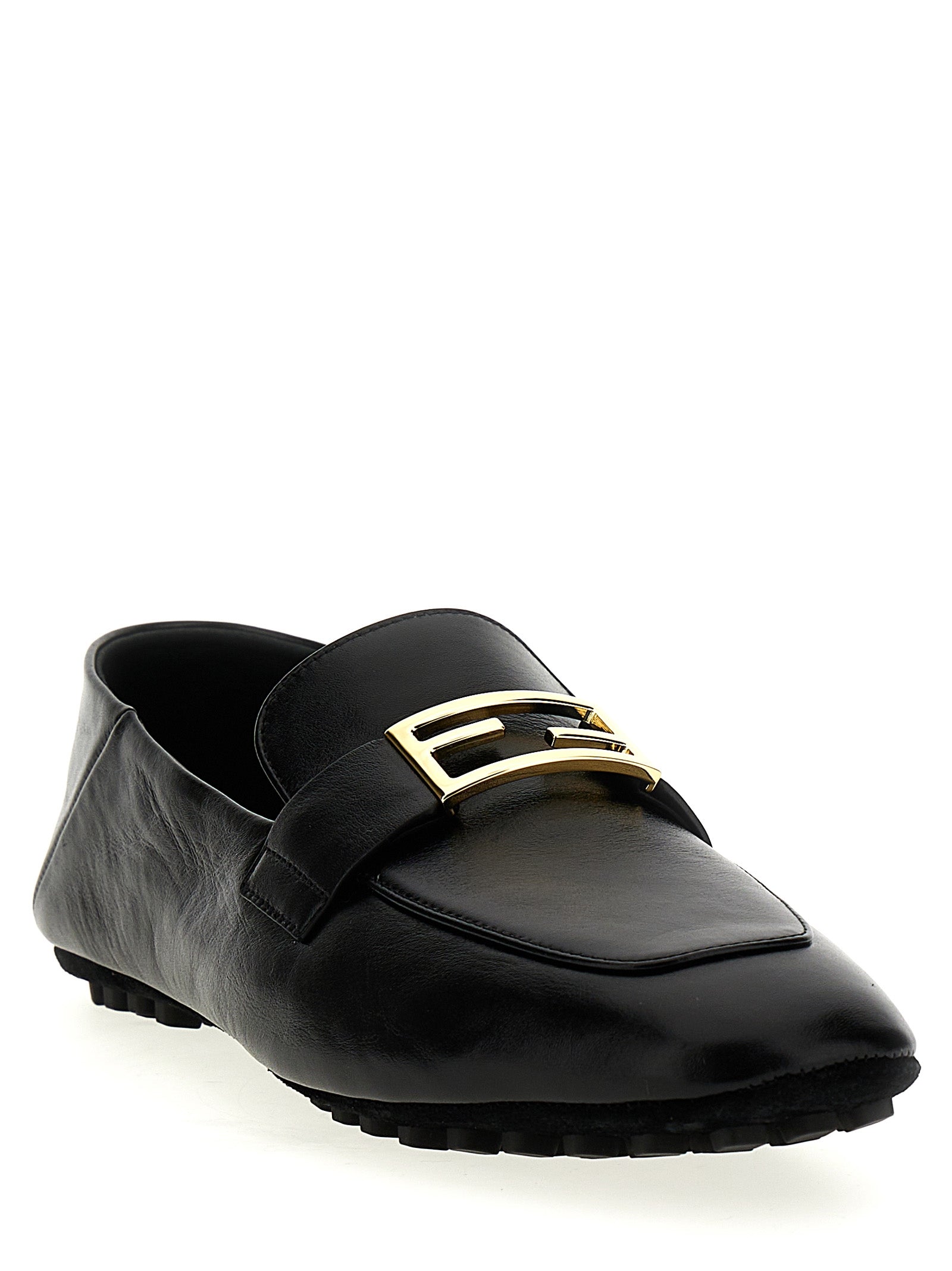 Fendi Black Lamb Leather Slip-On Loafers