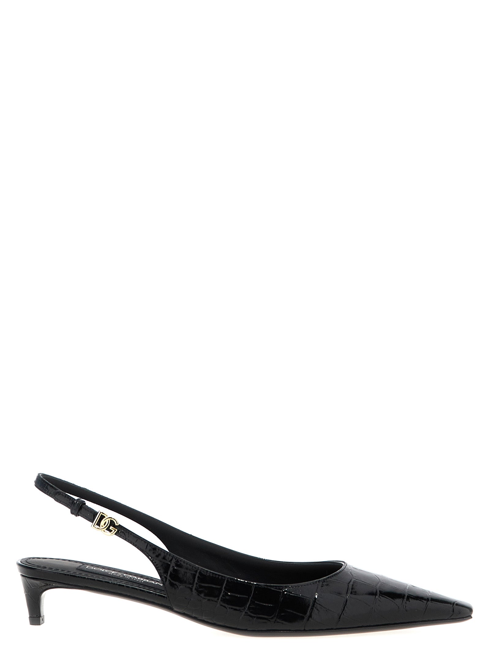 Dolce & Gabbana Zwarte kalfsleren pumps met middelhoge hak