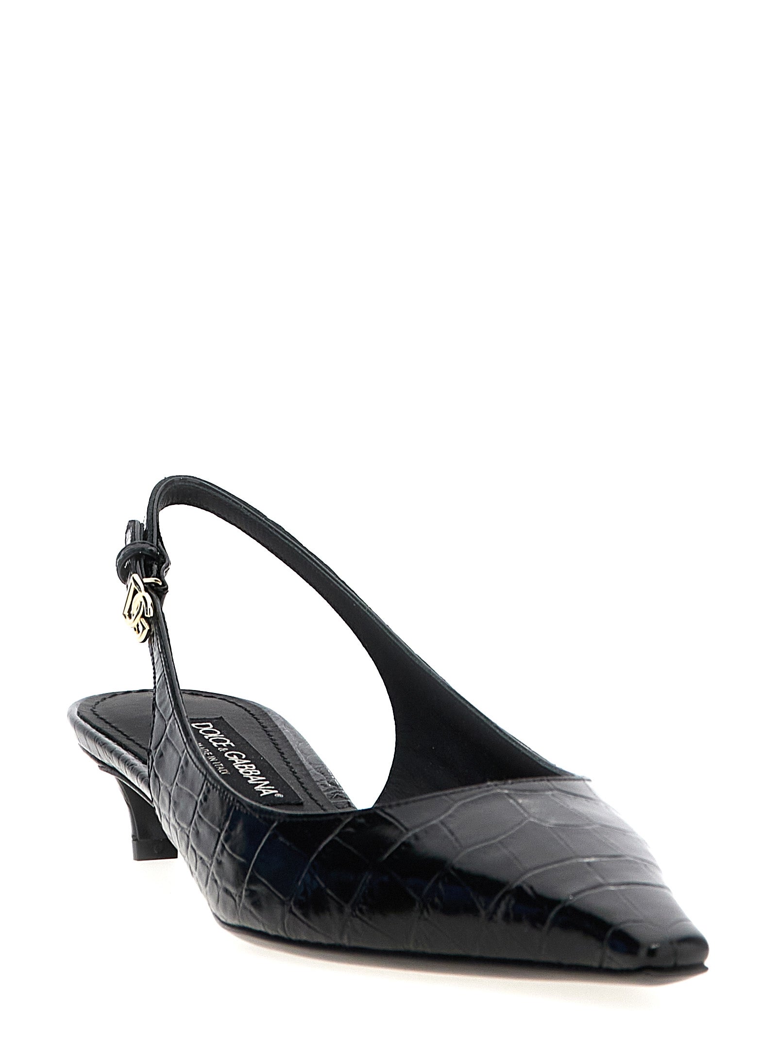 Dolce & Gabbana Zwarte kalfsleren pumps met middelhoge hak