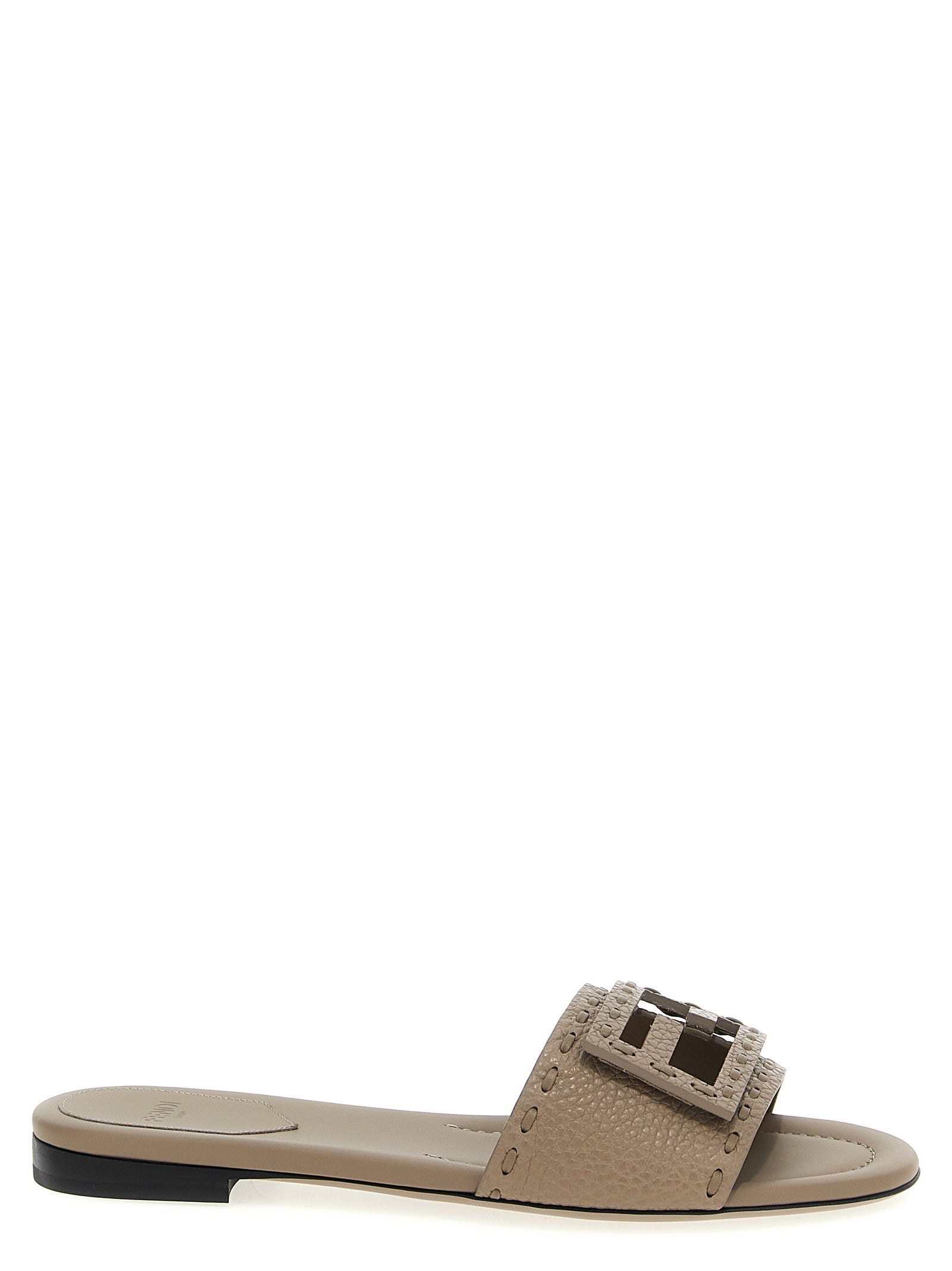 Fendi Grey Calfskin Slides
