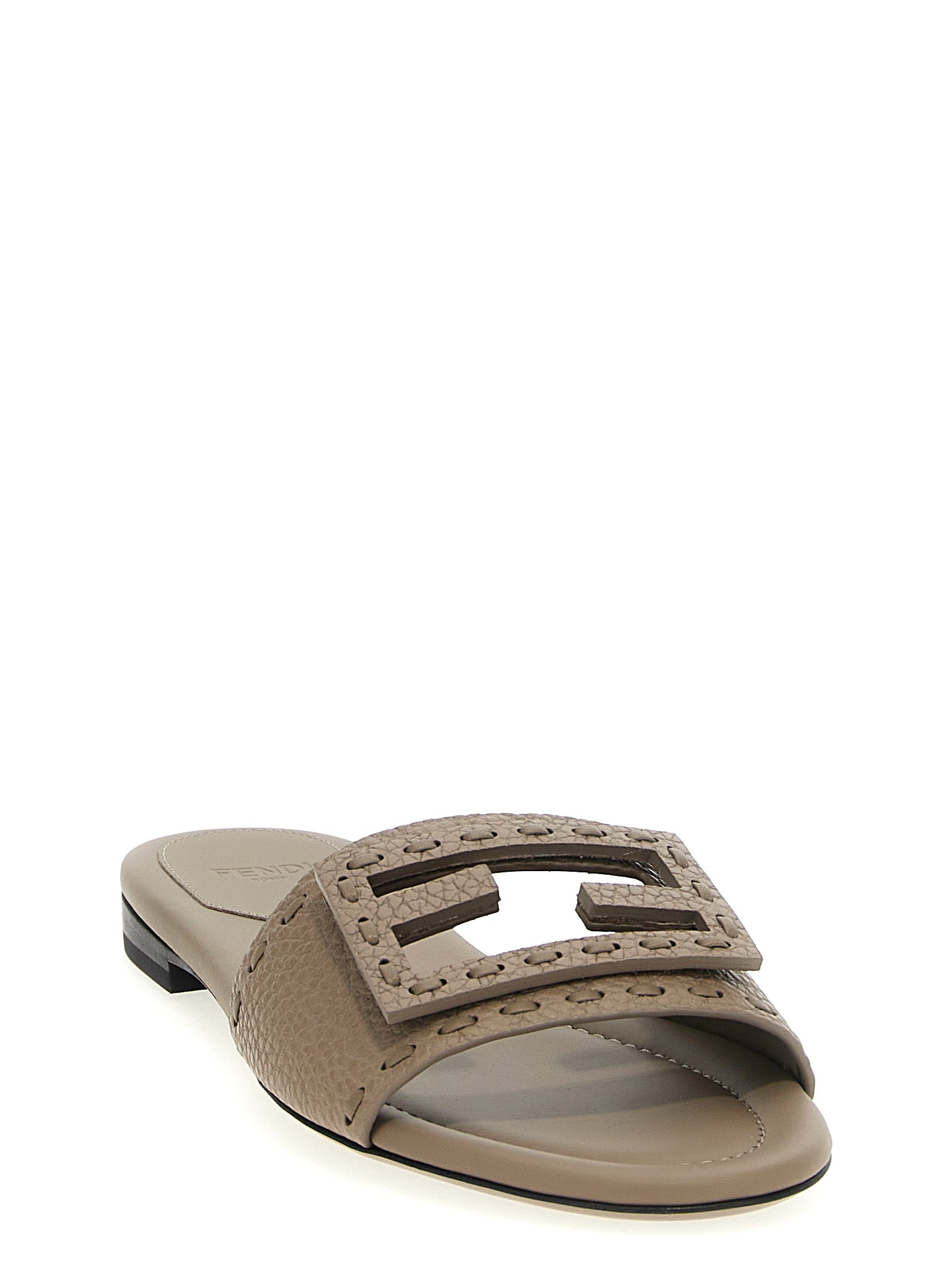 Fendi Grey Calfskin Slides