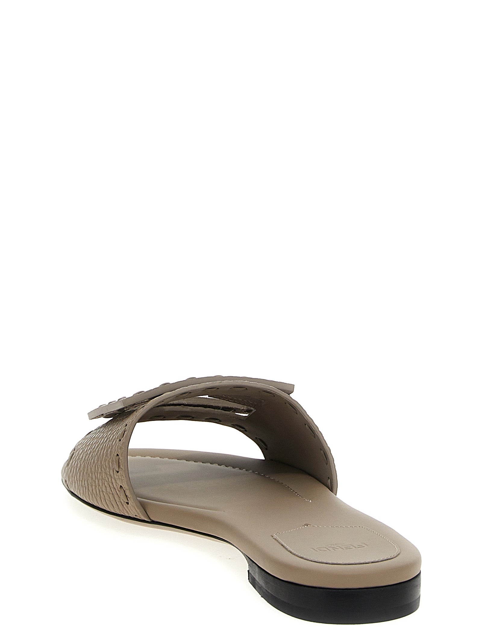 Fendi Grey Calfskin Slides