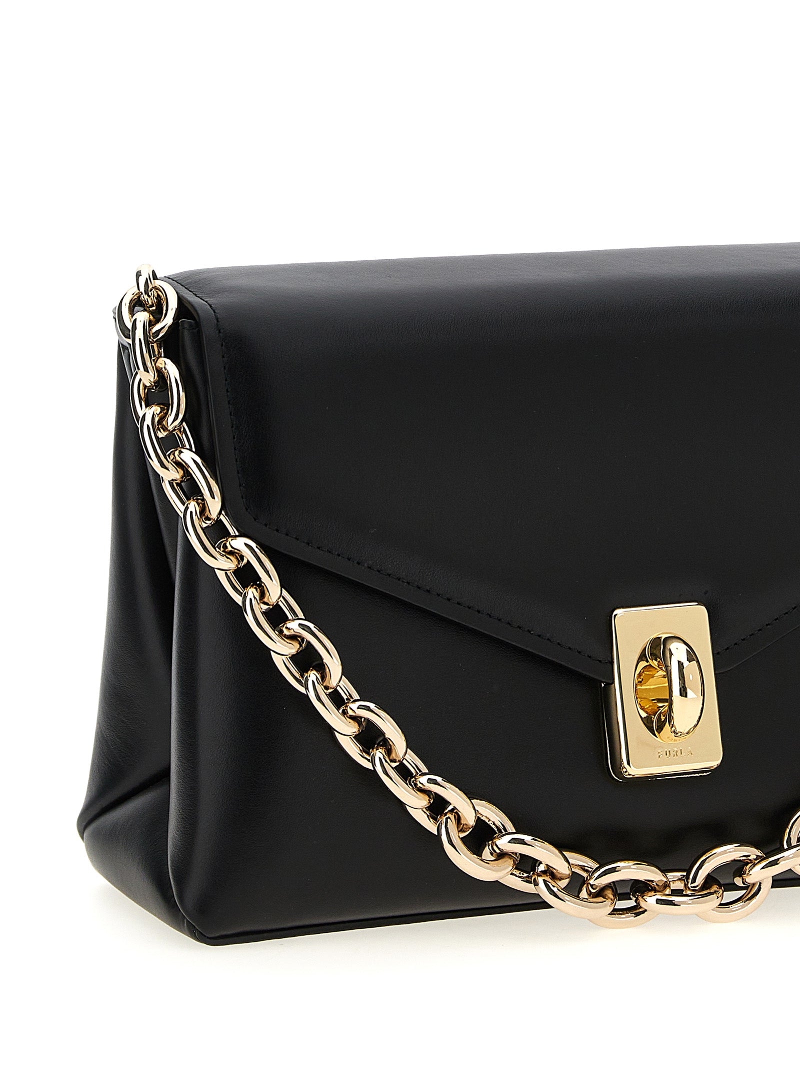Leren schoudertas Furla zwart