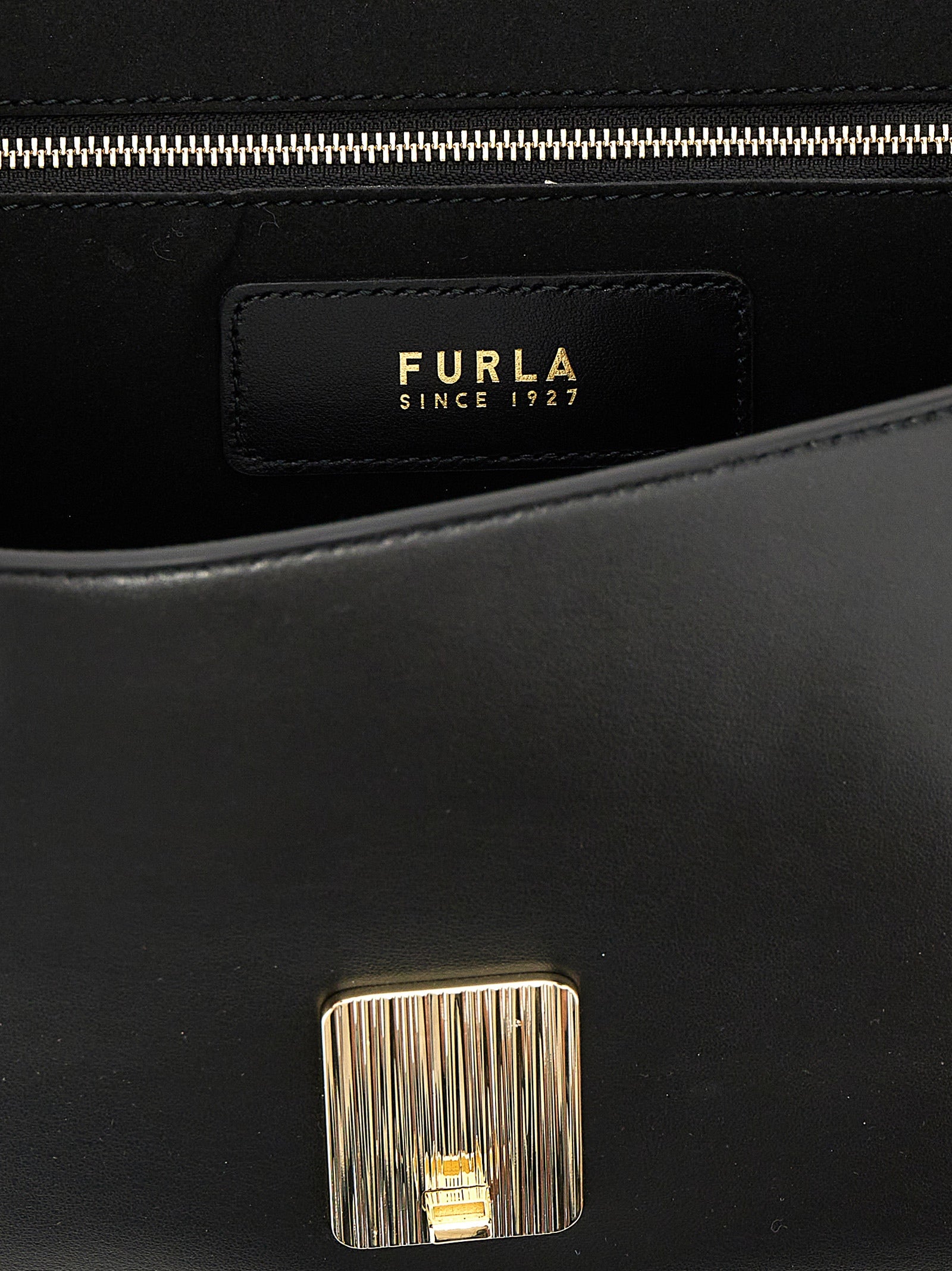 Leren schoudertas Furla zwart