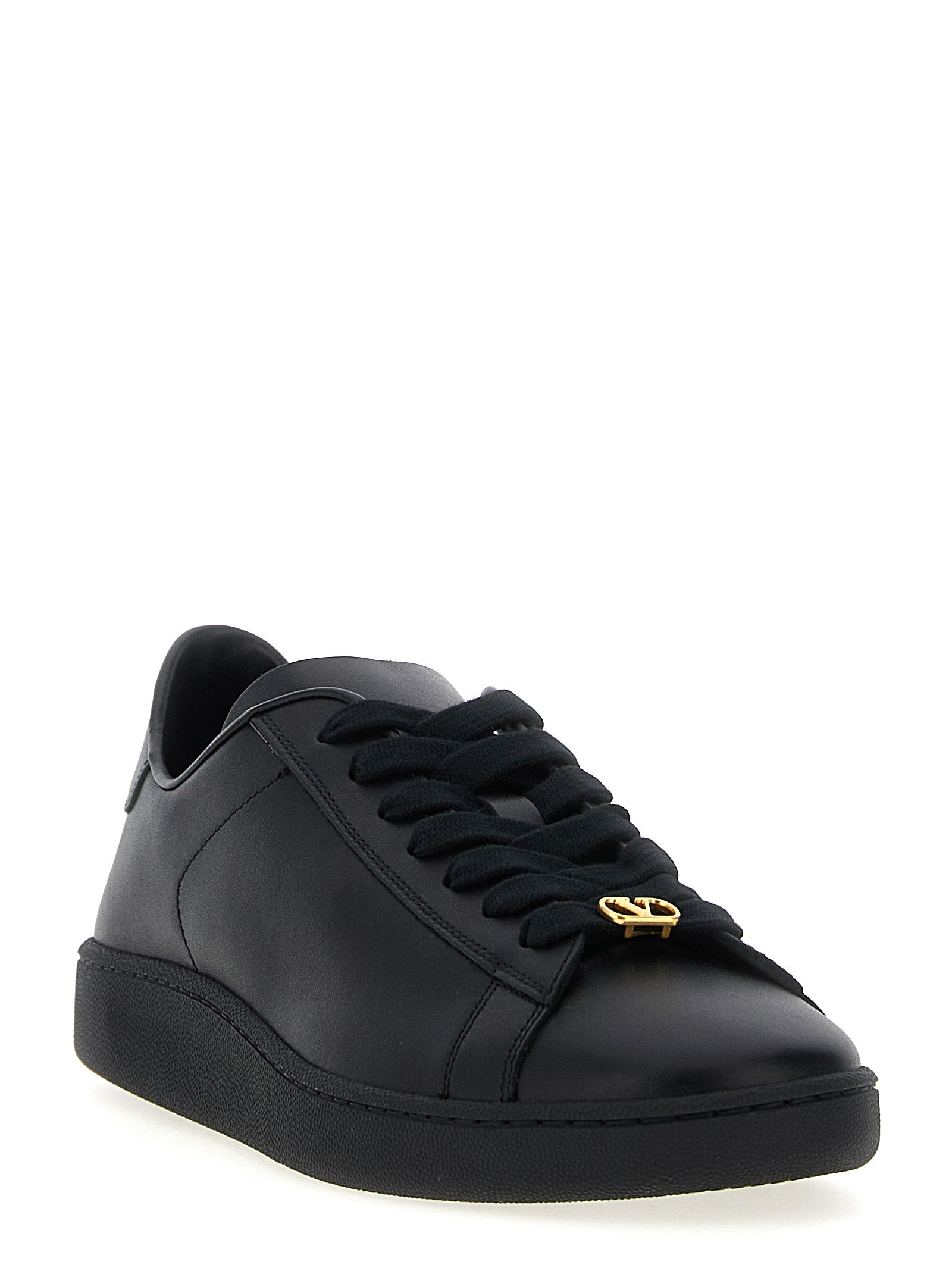 Valentino Garavani Zwarte Kalfslederen Lage Sneakers