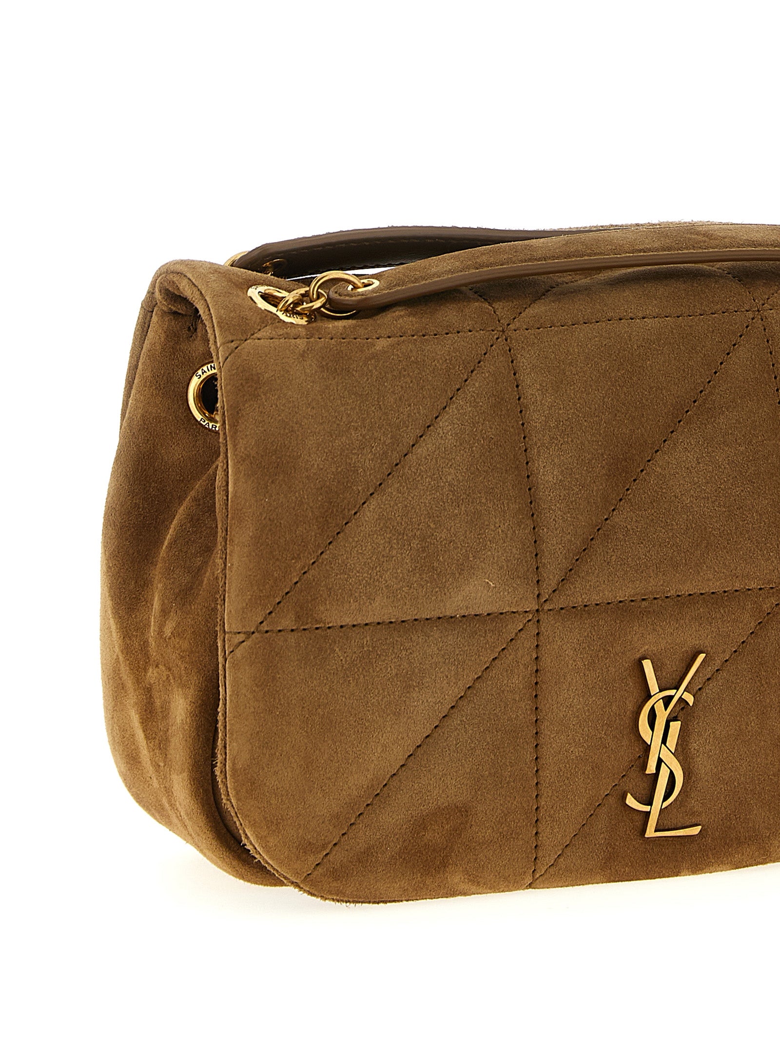 Saint Laurent Schoudertas van kalfsleer, beige