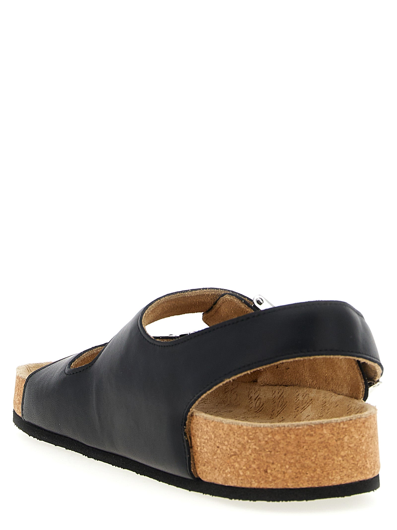 Balenciaga Zwarte Platte Sandalen van Kalfsleer
