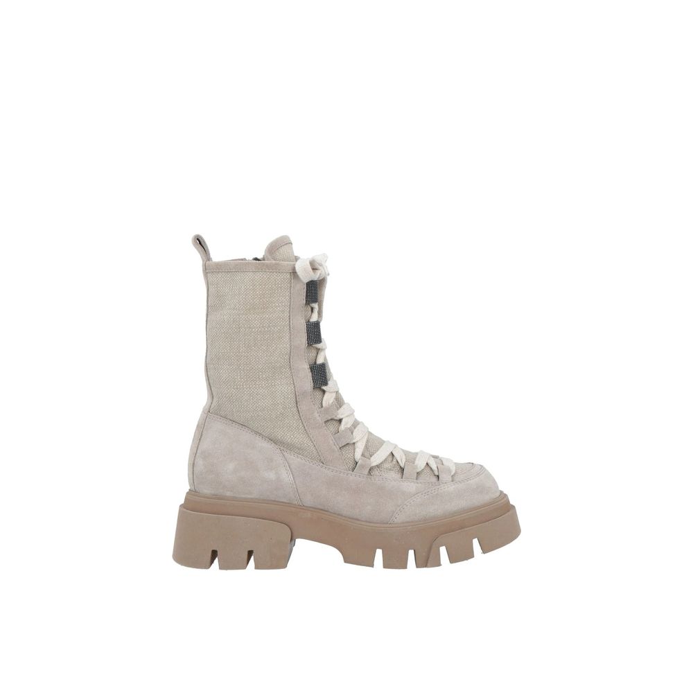 Brunello Cucinelli Beige Leren Veterschoenen