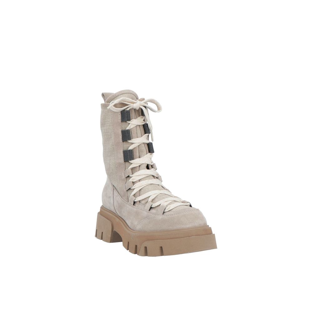 Brunello Cucinelli Beige Leren Veterschoenen