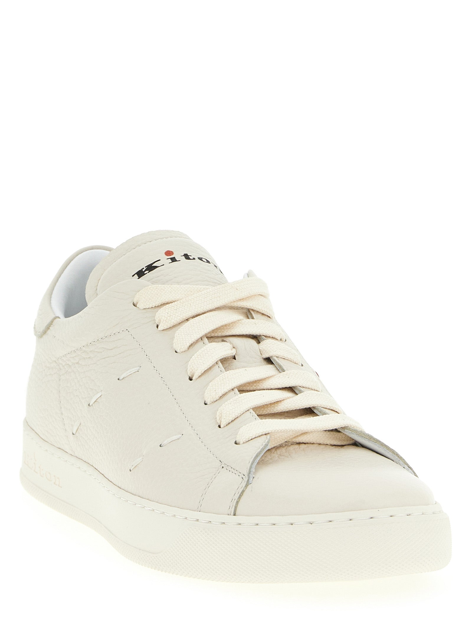 Kiton White Nubuck Leather Low Top Sneakers