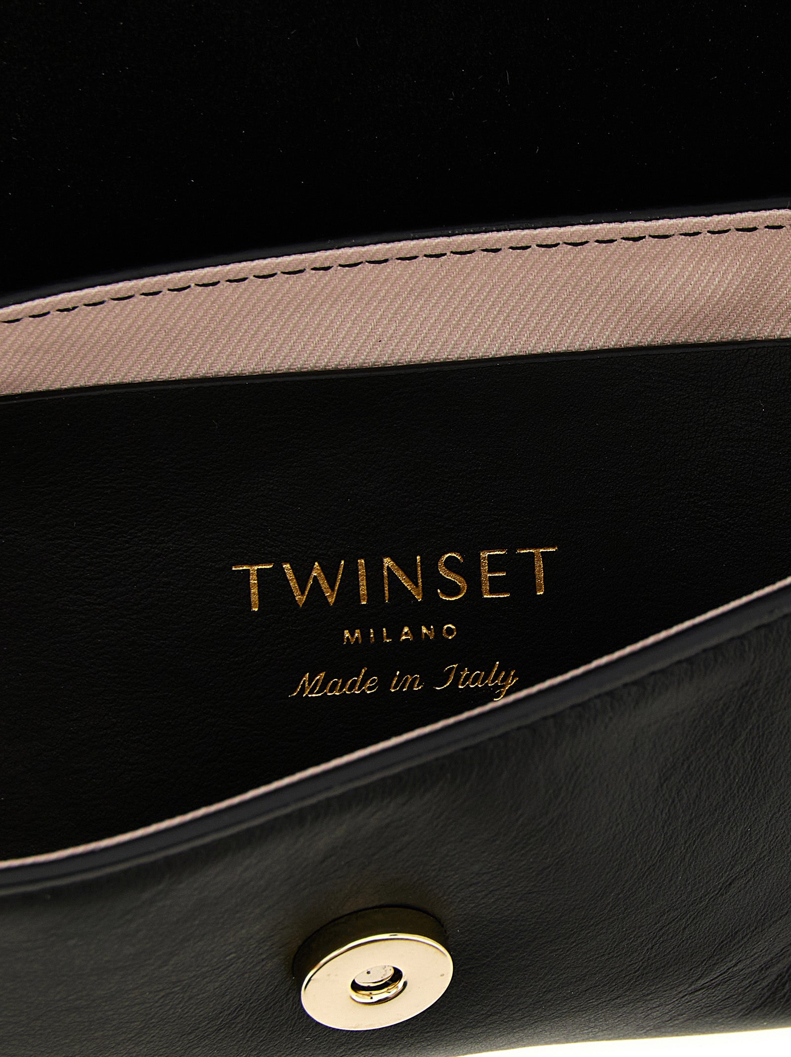 Twinset Zwarte Leren Schoudertas