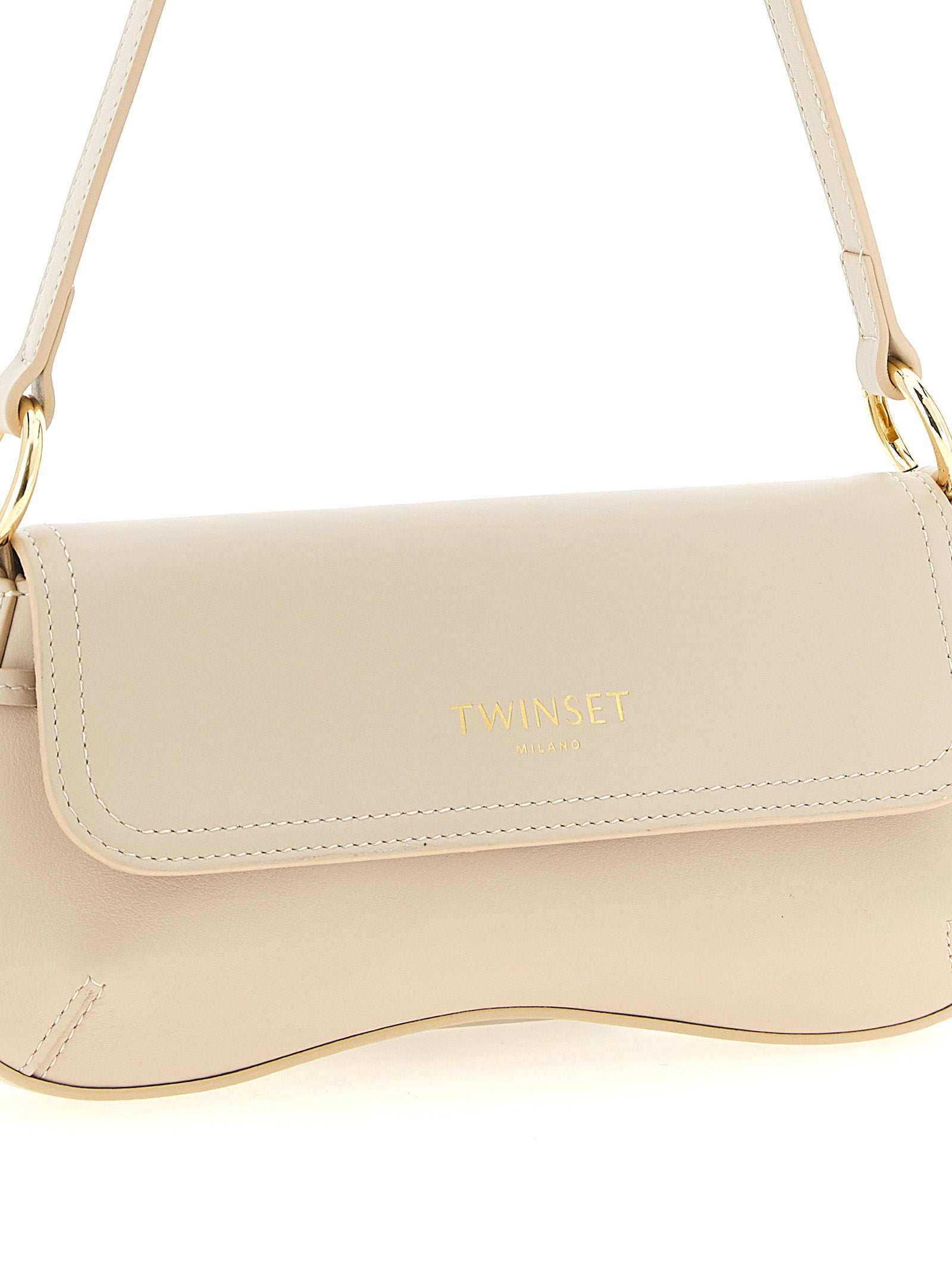 Twinset Witte Leren Schoudertas