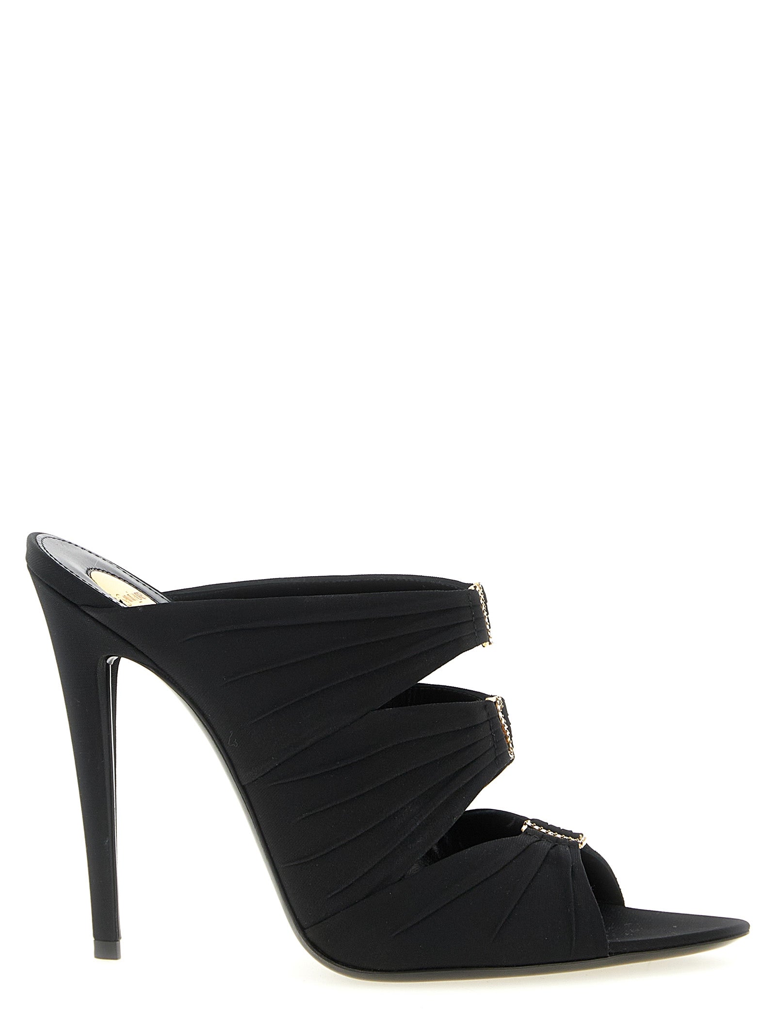 Saint Laurent Black Viscose Stiletto Heel Sandals
