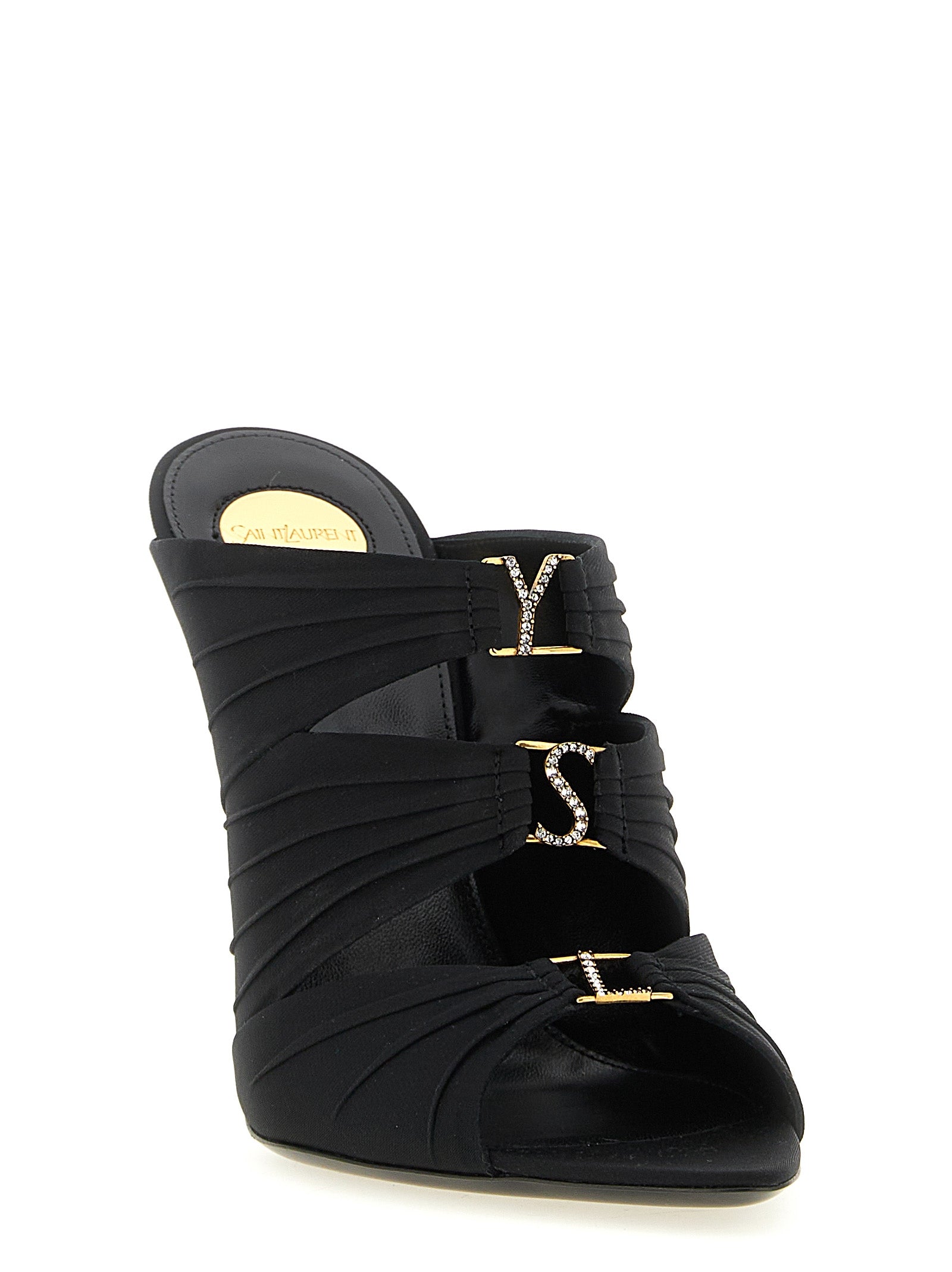 Saint Laurent Black Viscose Stiletto Heel Sandals