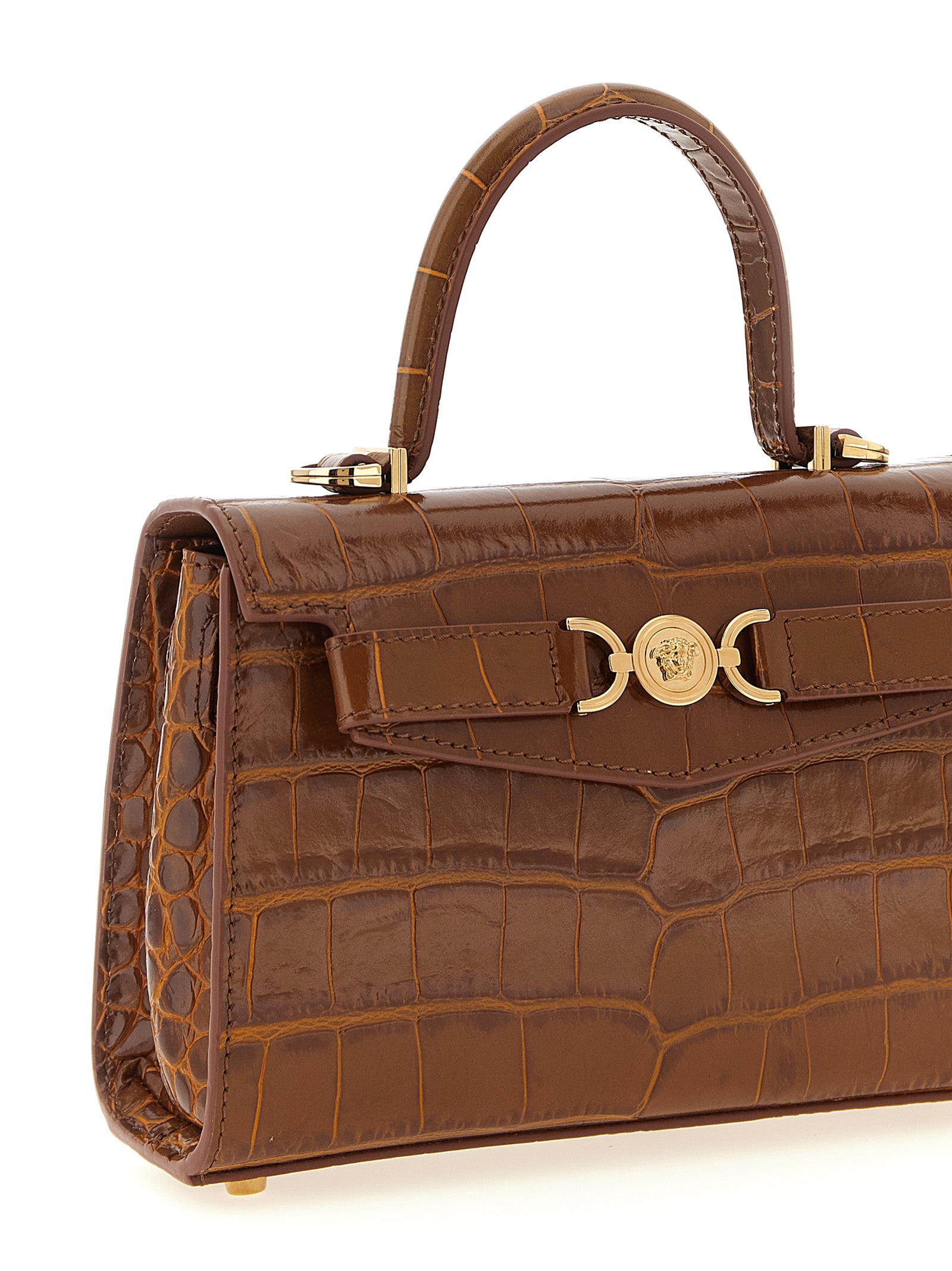 Versace Bruine Kalfsleren Handtas