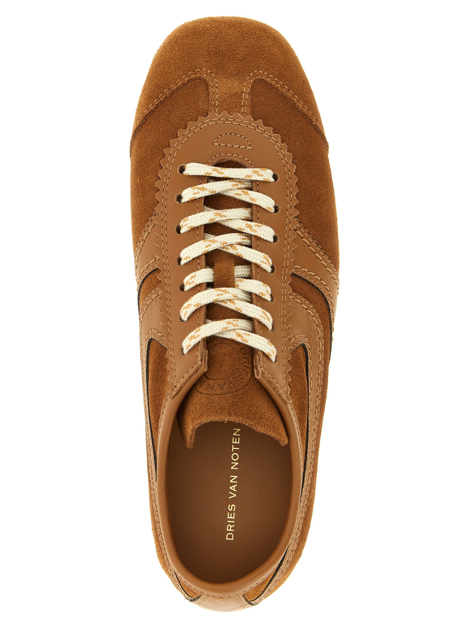 Dries Van Noten Brown Calfskin Low Top Sneakers