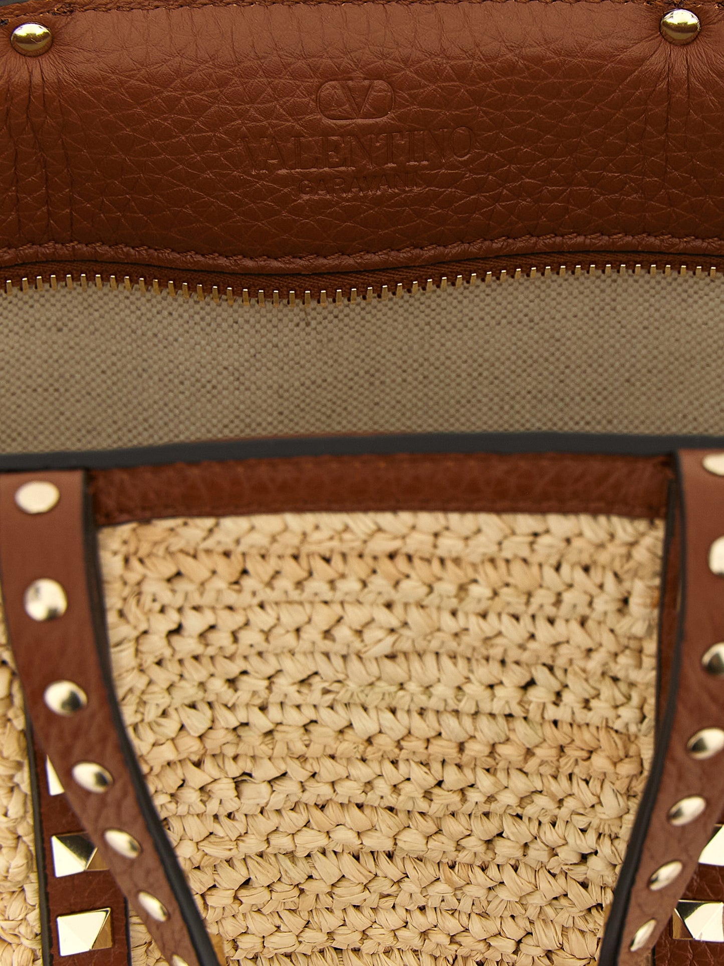 Valentino Garavani Beige Straw Tote Bag
