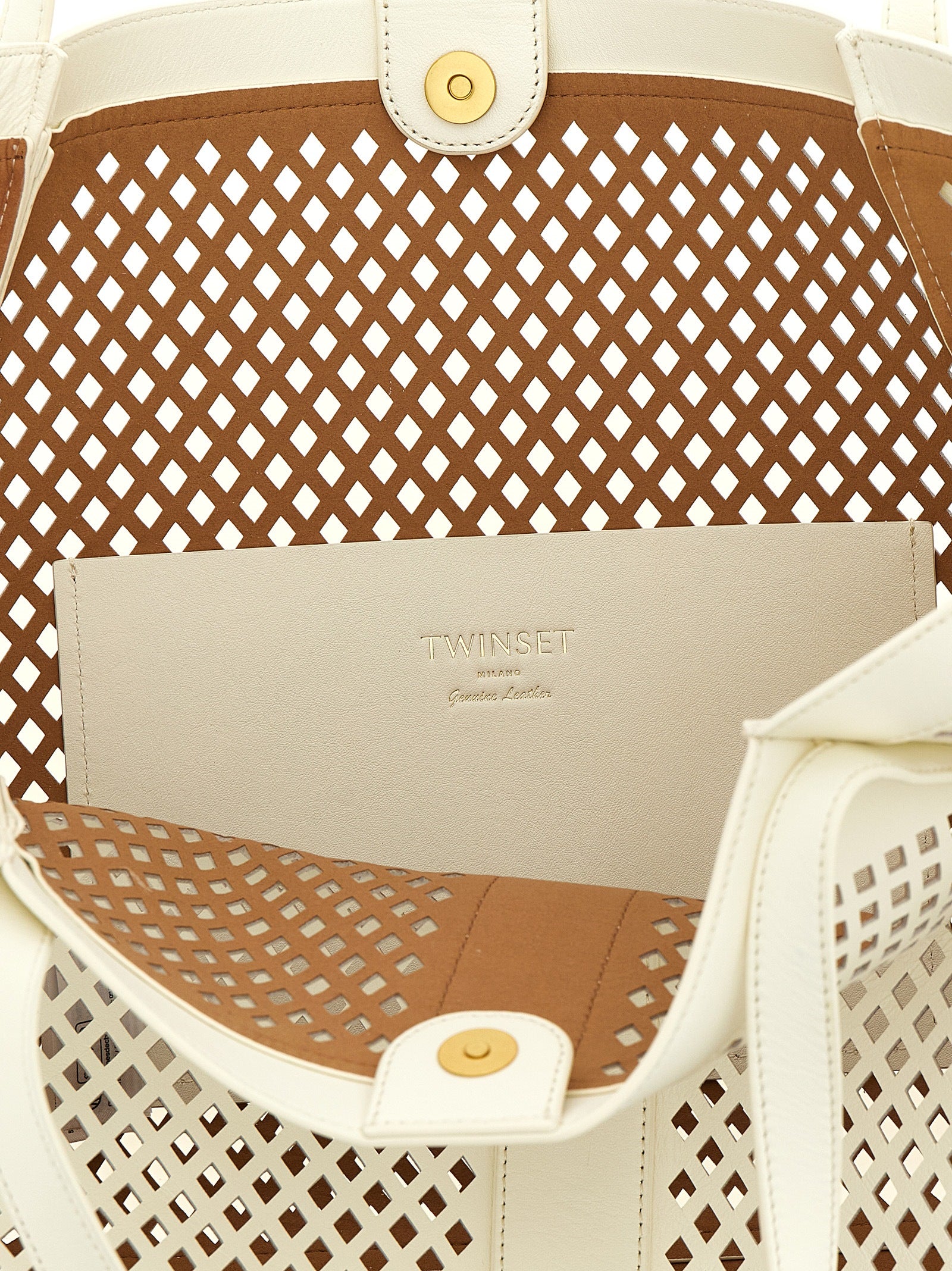 Twinset leren shopper wit