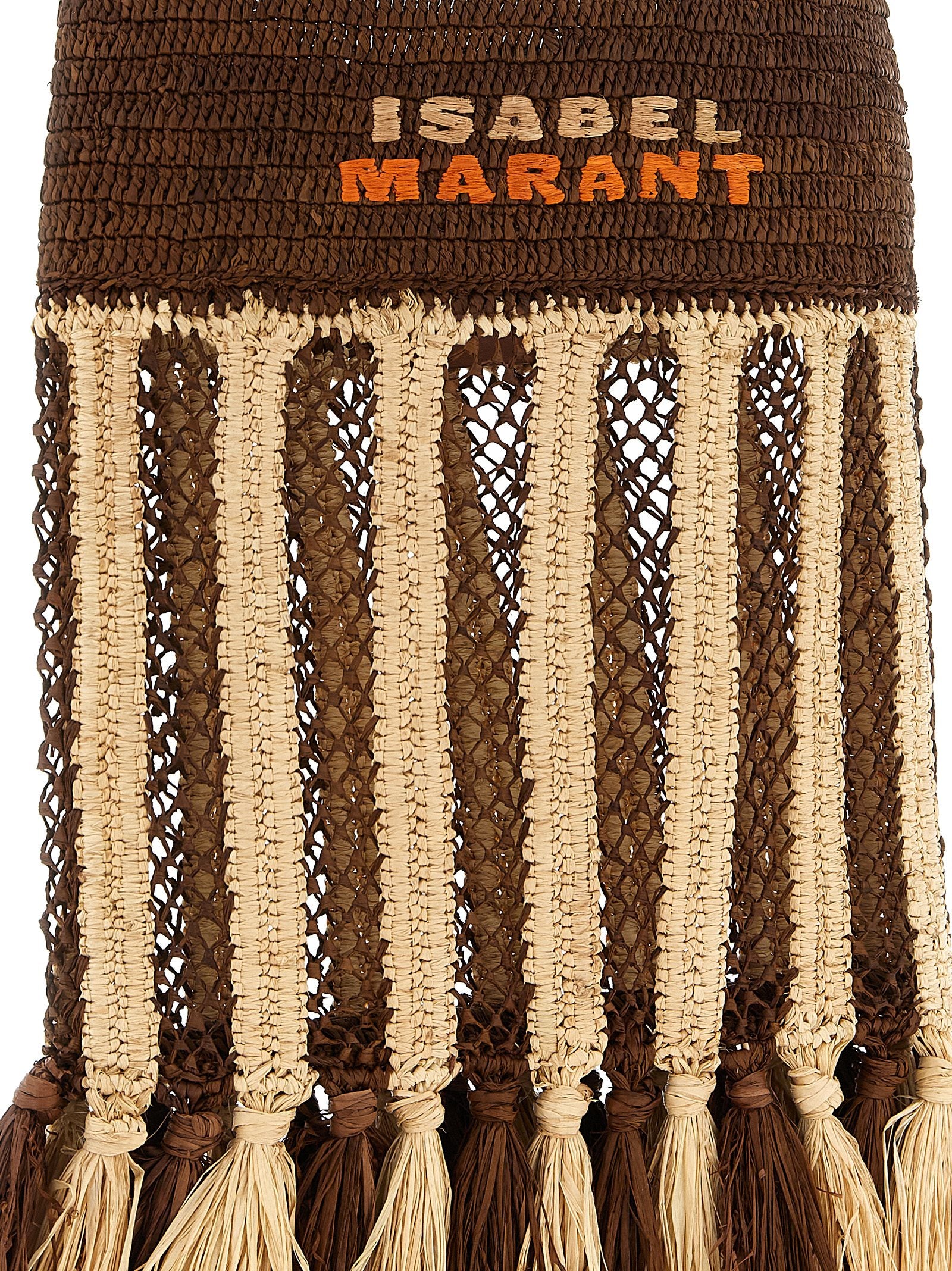 Isabel Marant Bruine Raffia Schoudertas