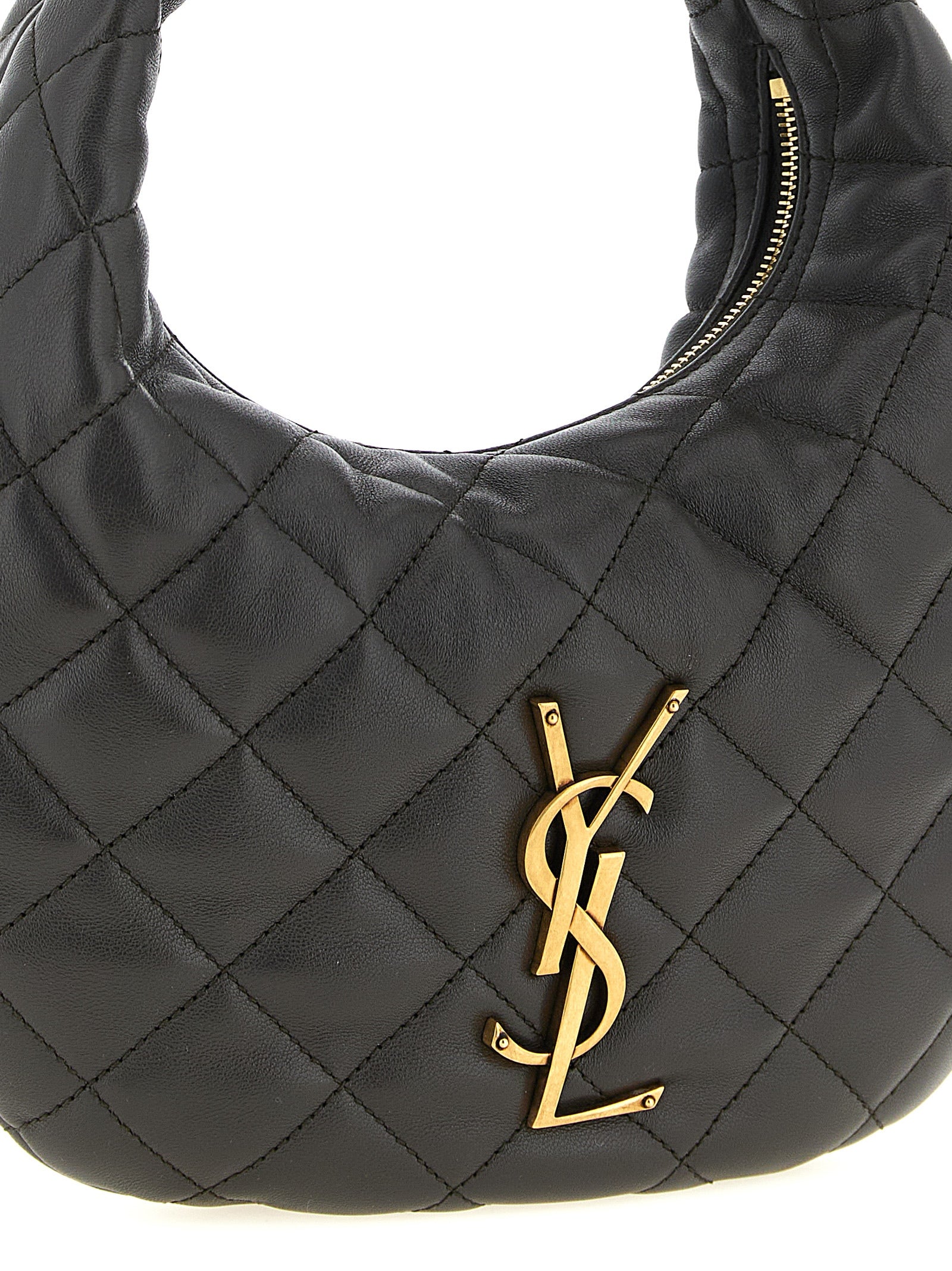 Saint Laurent Bruine Lamswinkel Leren Handtas
