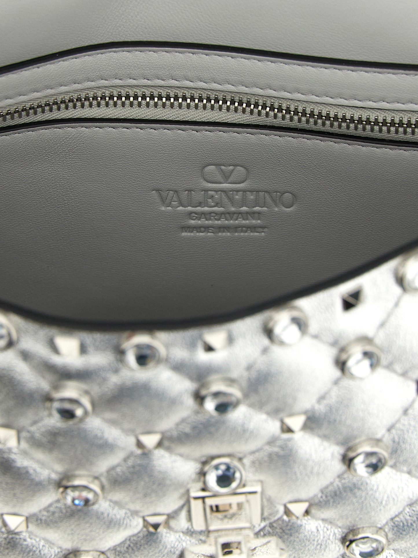 Valentino Garavani Silver Lamb Leather Shoulder Bag
