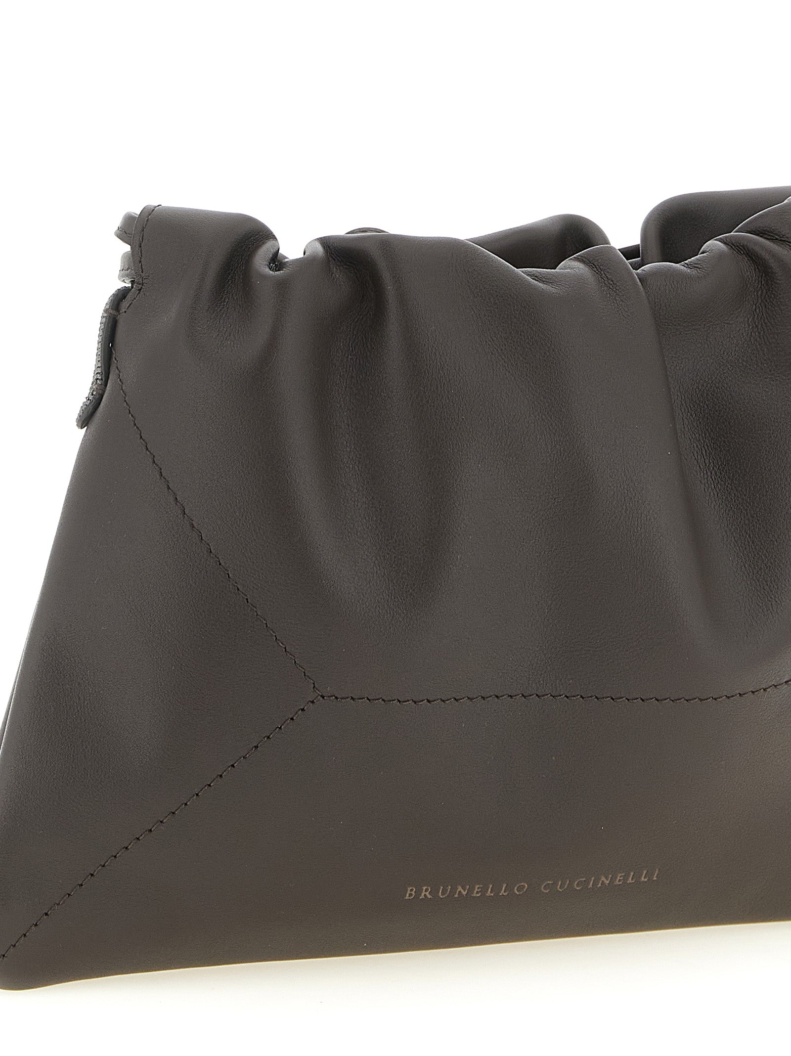 Brunello Cucinelli Bruine Clutch Tas van Kalfsleer