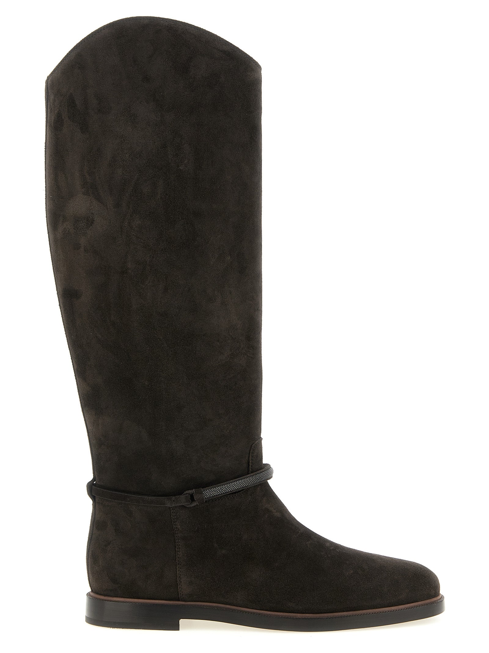 Brunello Cucinelli Black Calfskin Over-the-Knee