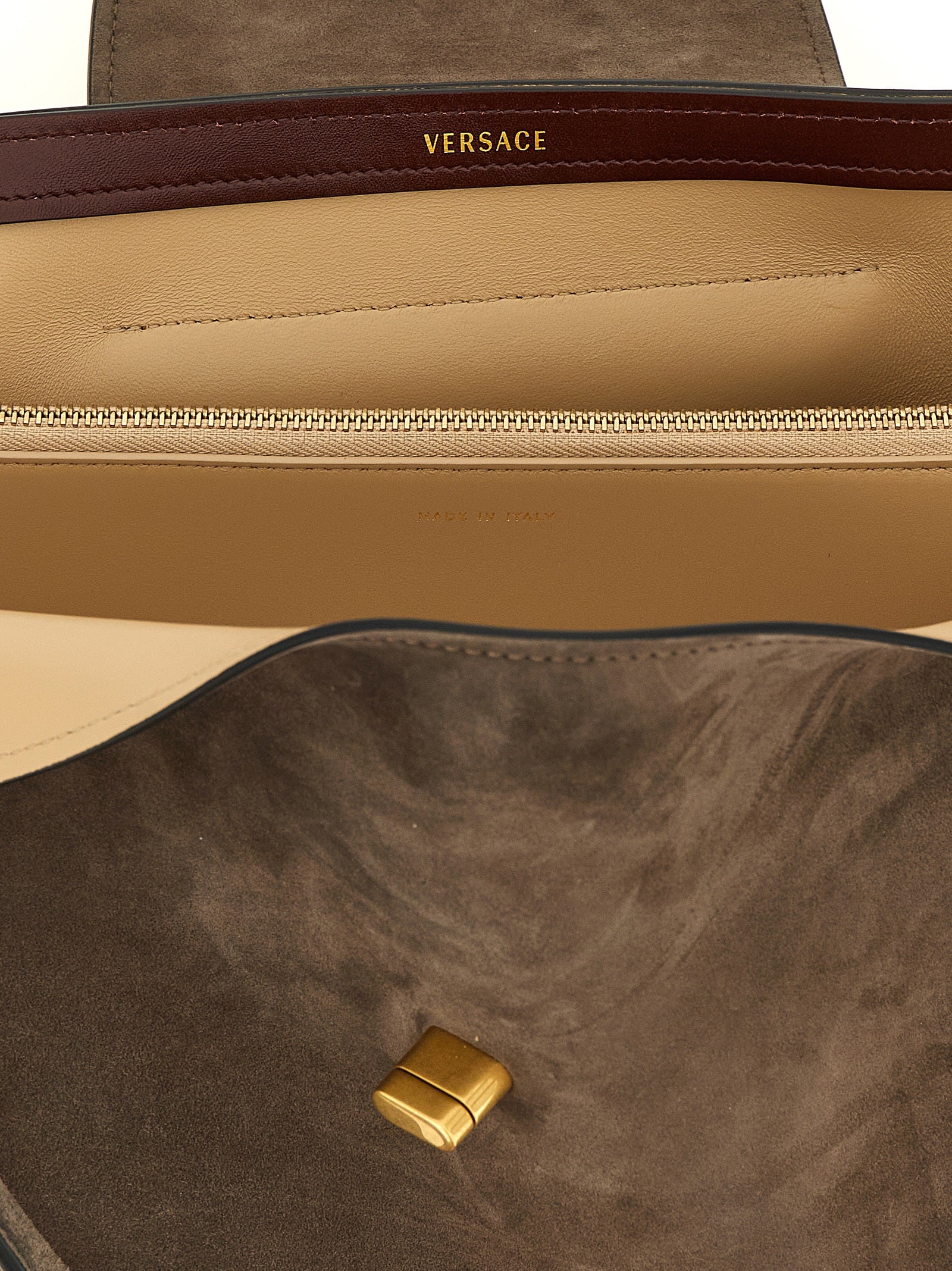 Versace schoudertas van bruin kalfsleer
