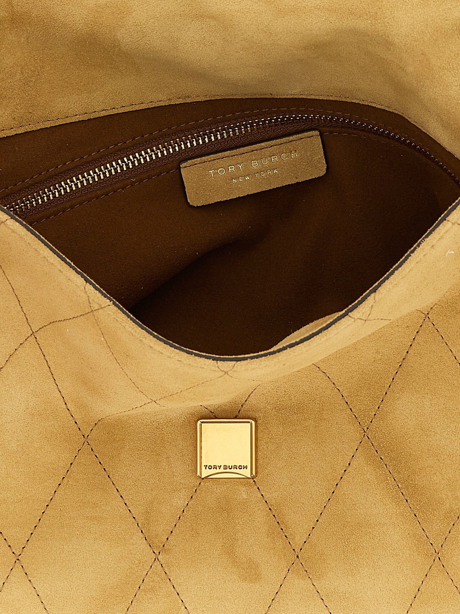 Tory Burch Beigekleurige Schoudertas van Kalfsleer