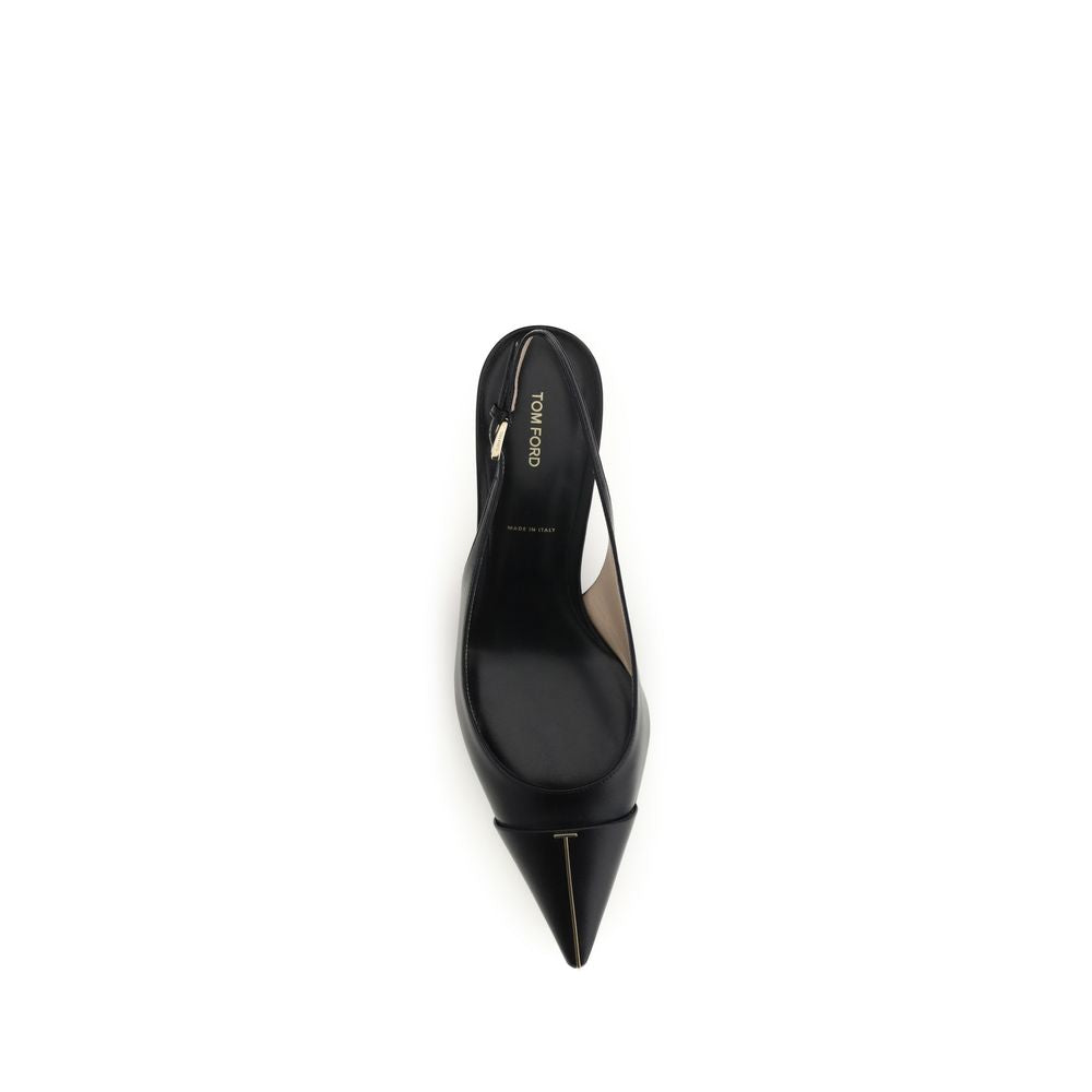 Tom Ford Black Calf Leather Bos Taurus Pumps met Middelhoge Hak