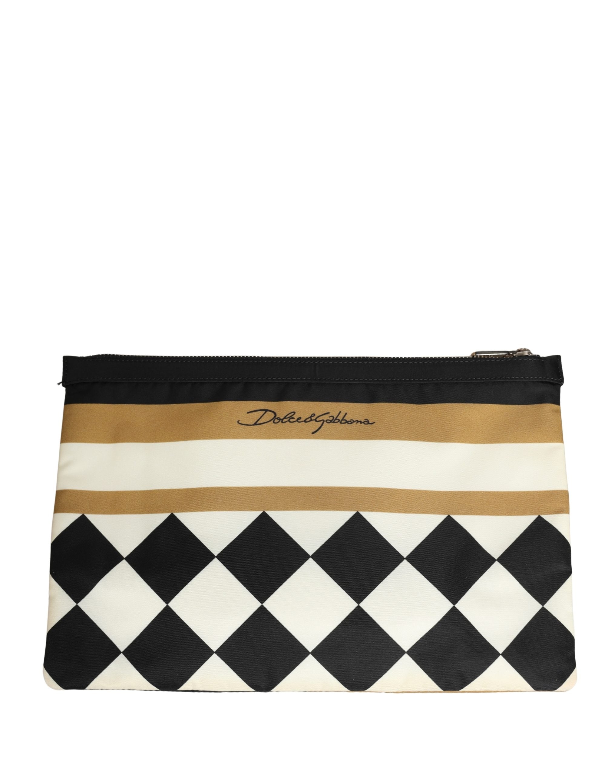 Dolce & Gabbana Multicolor Checkered Logo Print Nylon Clutch Bag
