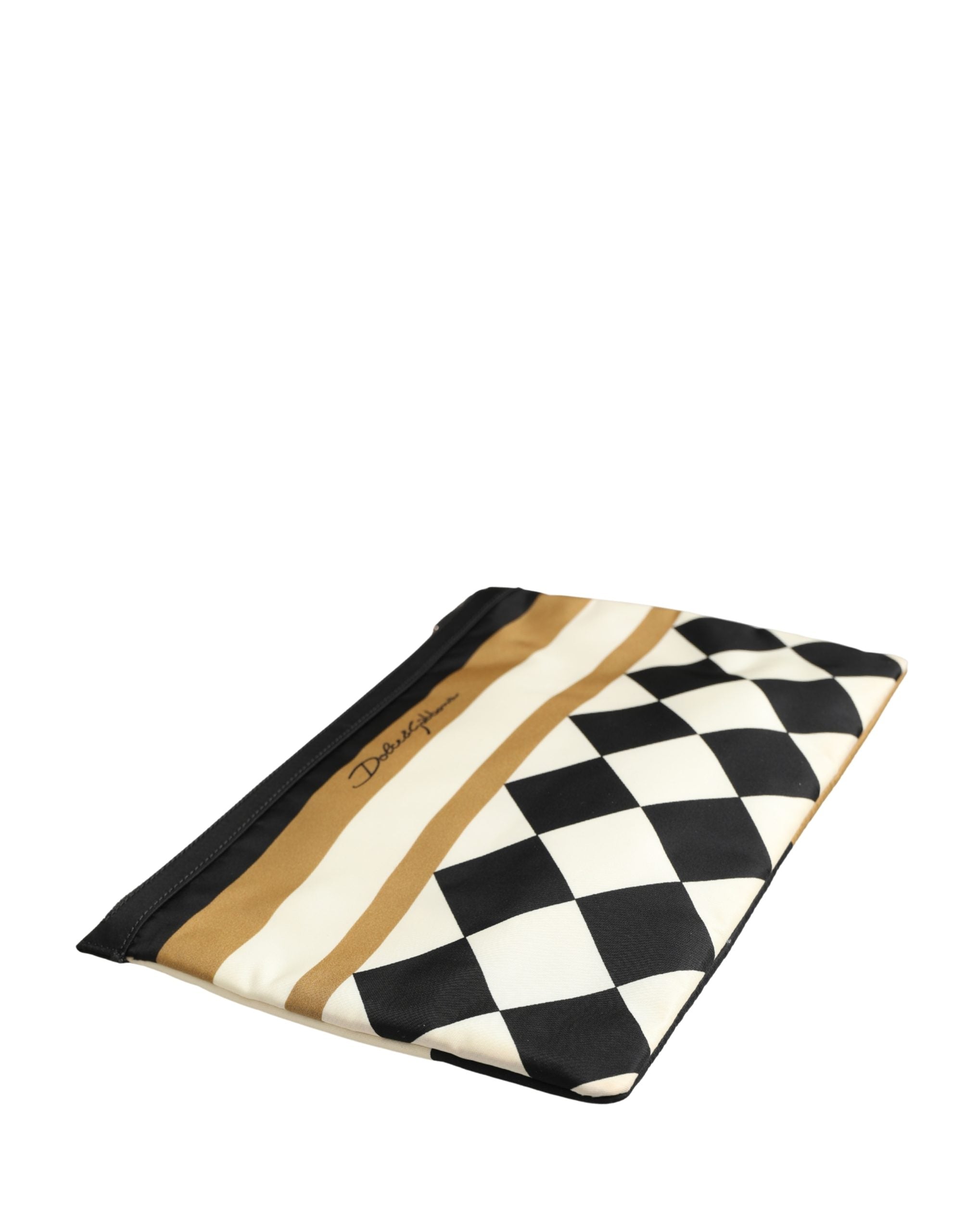 Dolce & Gabbana Multicolor Checkered Logo Print Nylon Clutch Bag